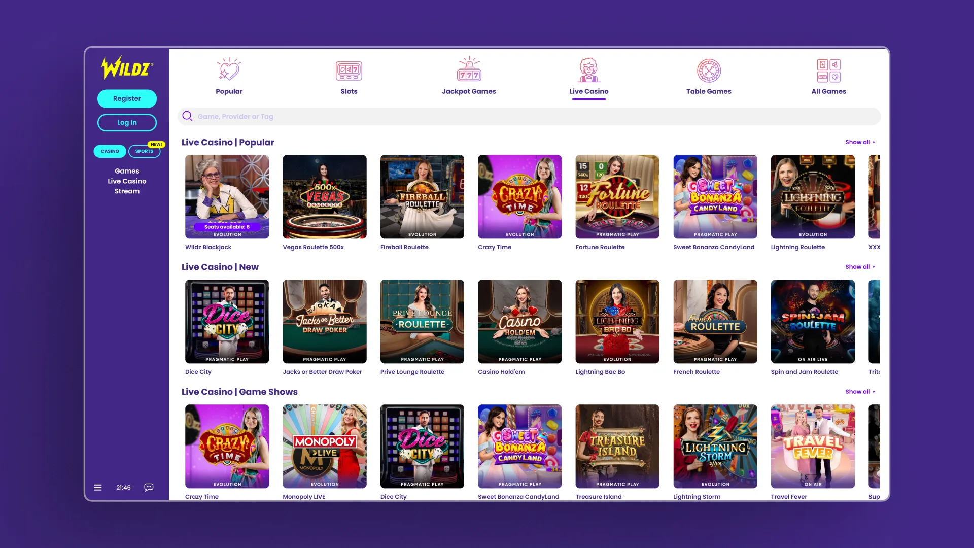 image Live Casino Wildz
