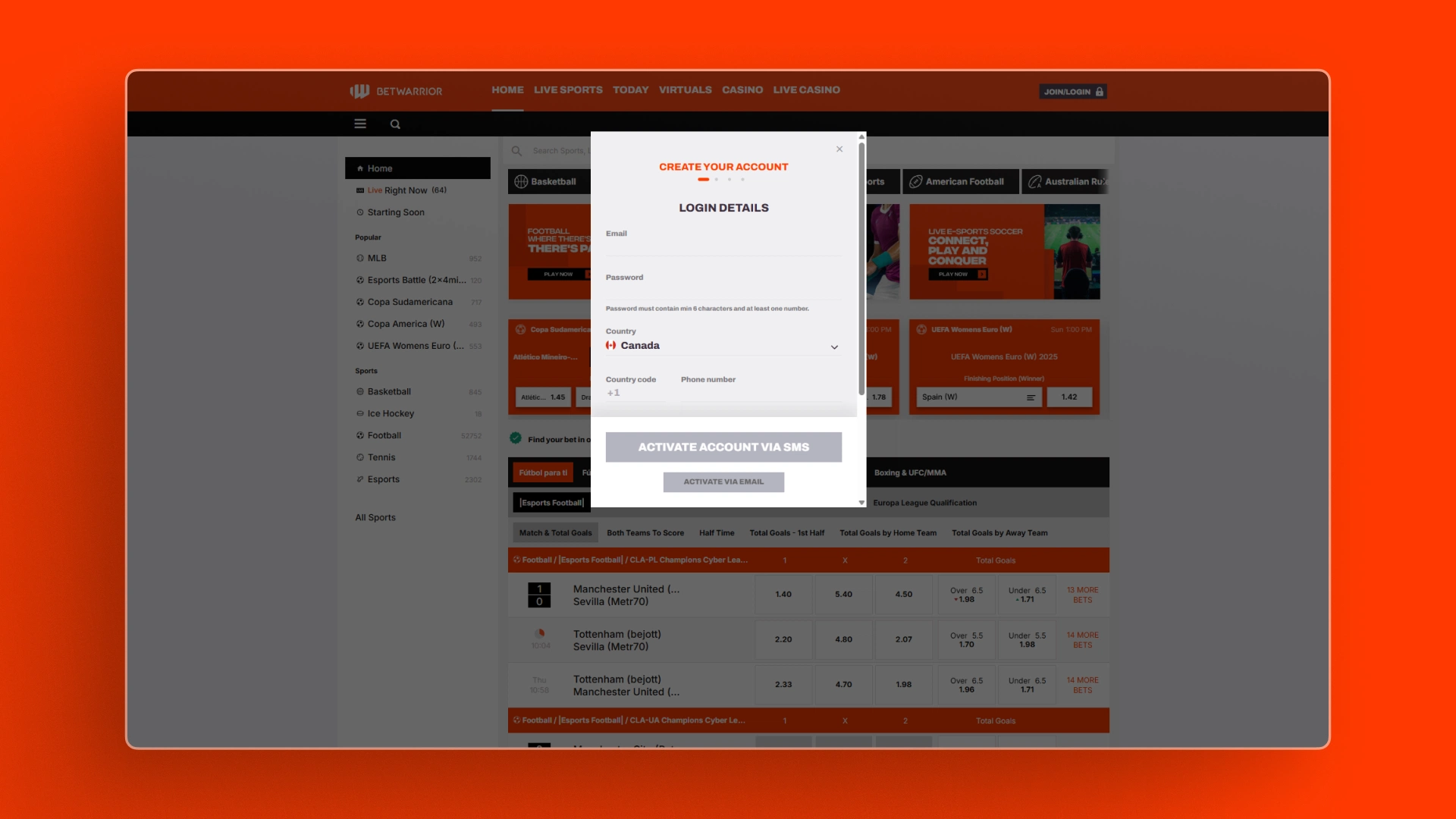 image Sign Up BetWarrior