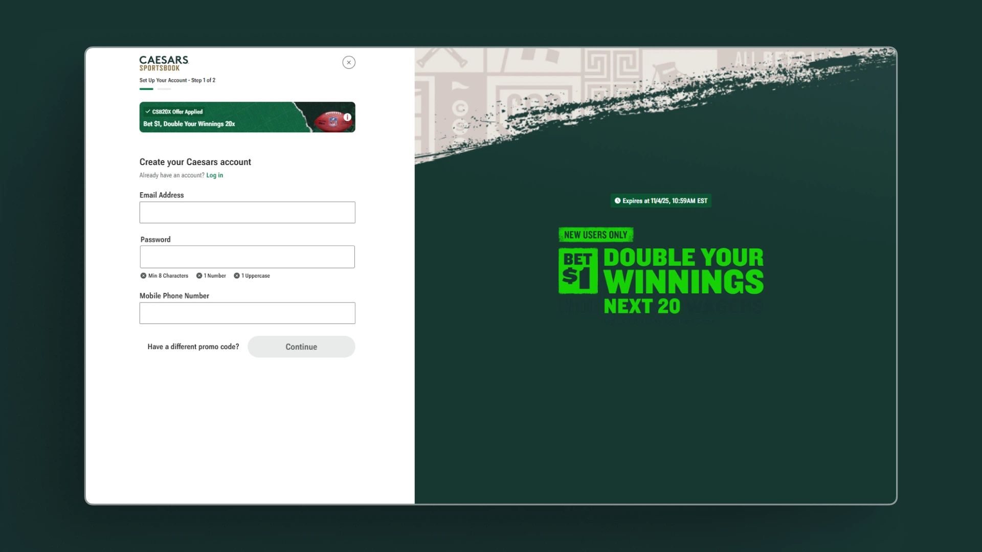 image sign up caesars