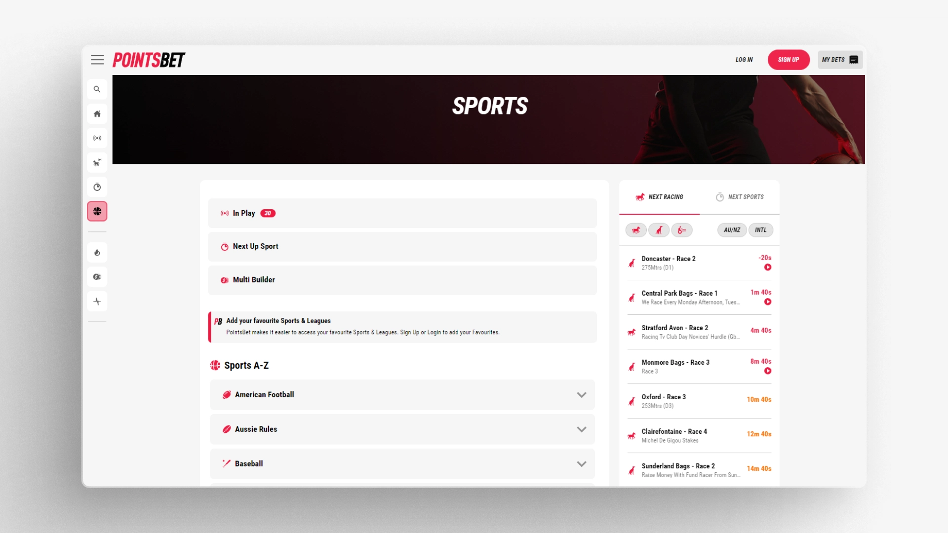 image sports section PointsBet