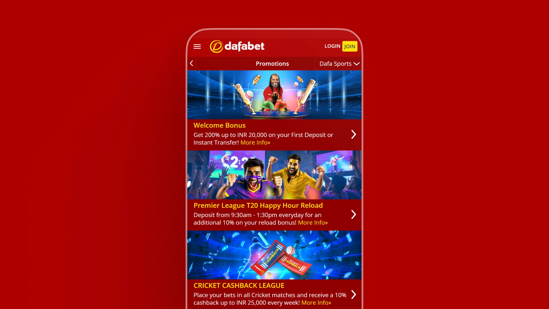 image mobile app sport bonuses Dafabet india