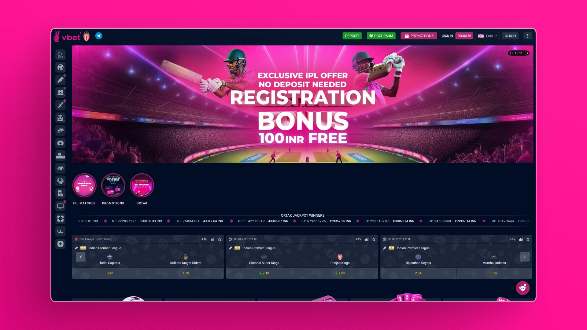 image screenshot home vbet india