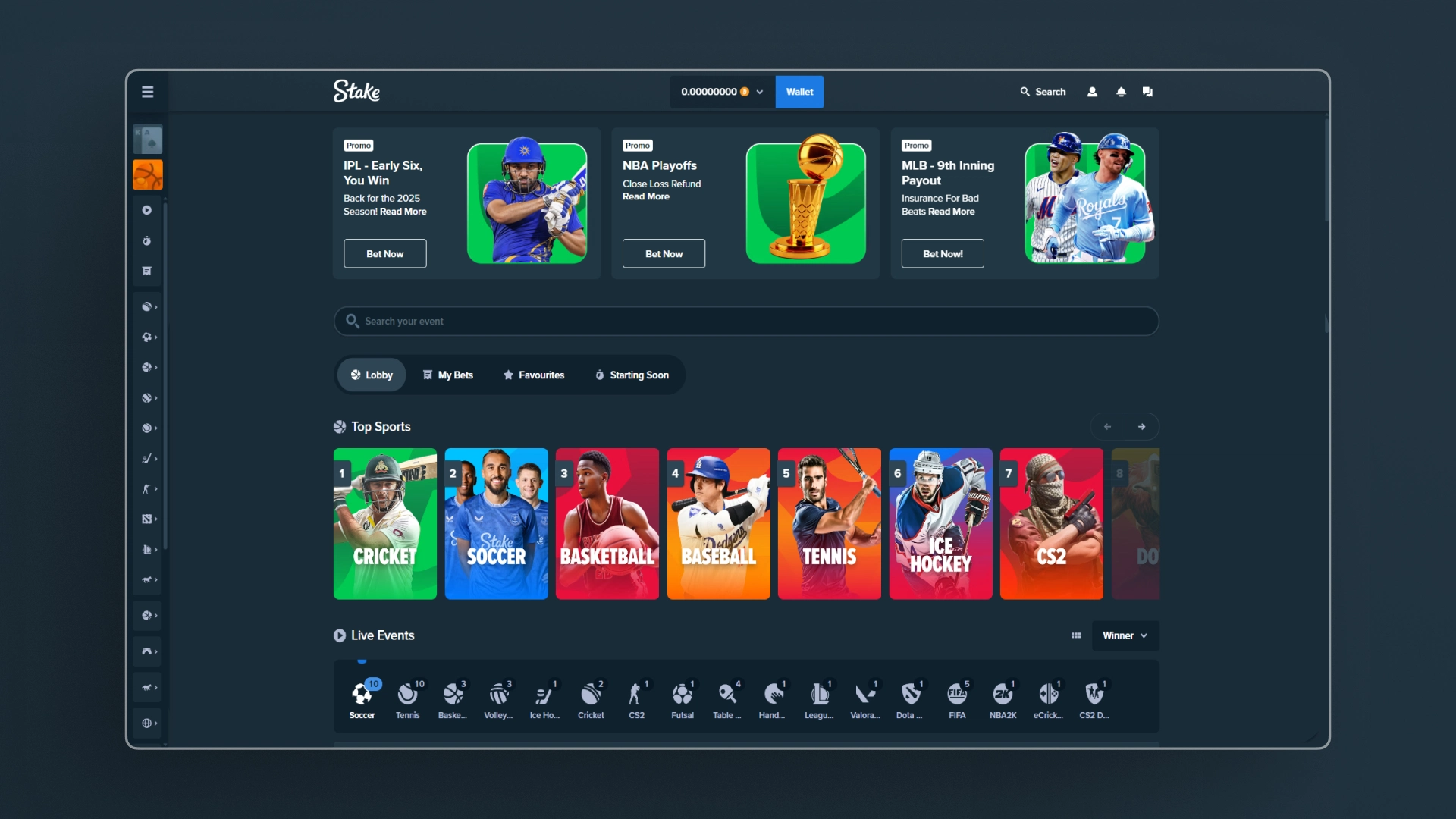 image screenshot sports stake india