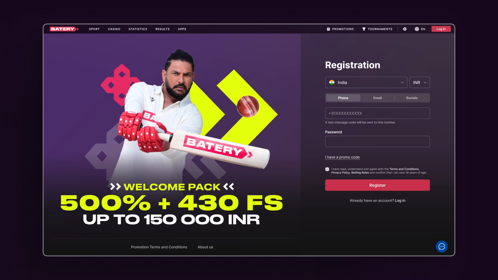 image how to sign up Batery india