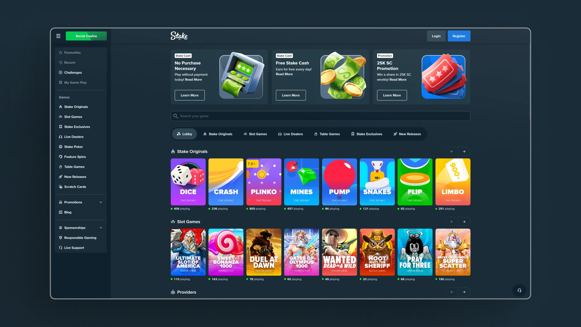 image Casino homepage stake