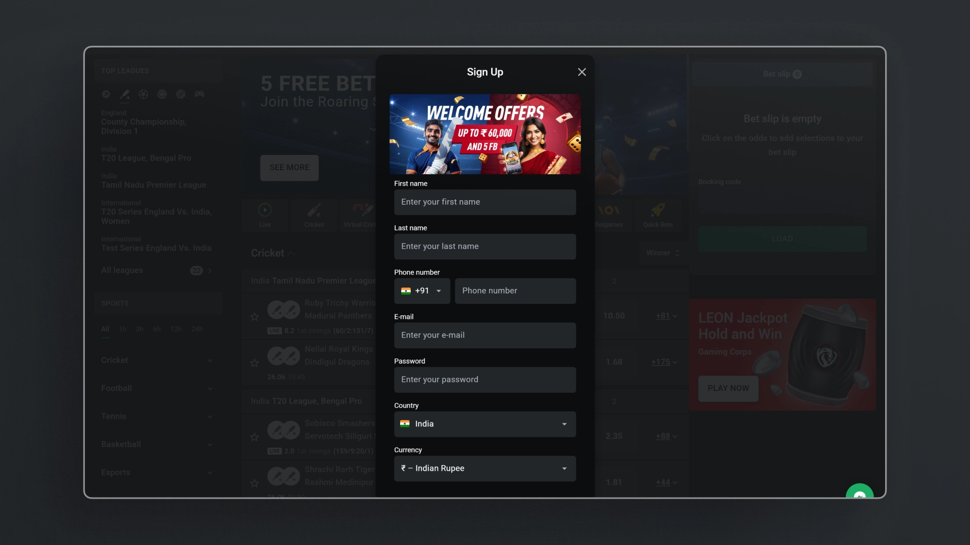 image How to Sign Up Leon Casino india