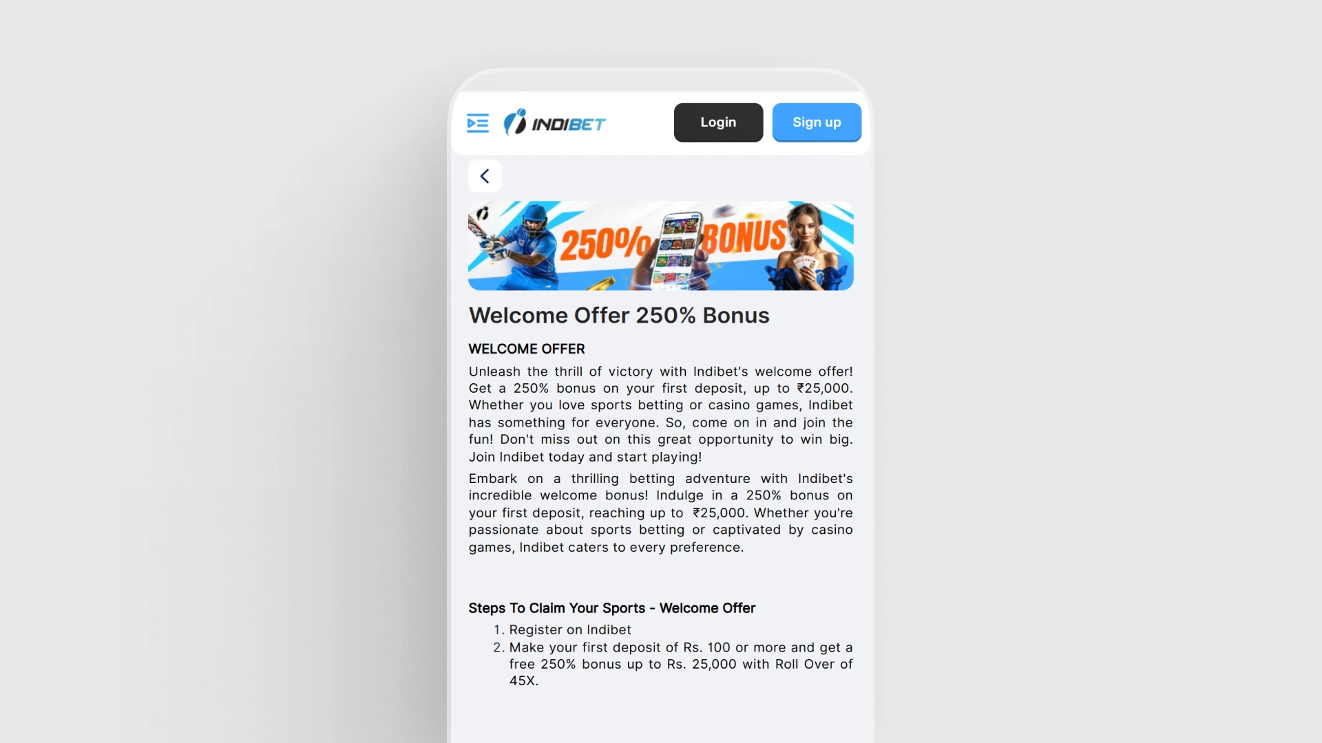 image Indibet App Sports Betting Bonuses