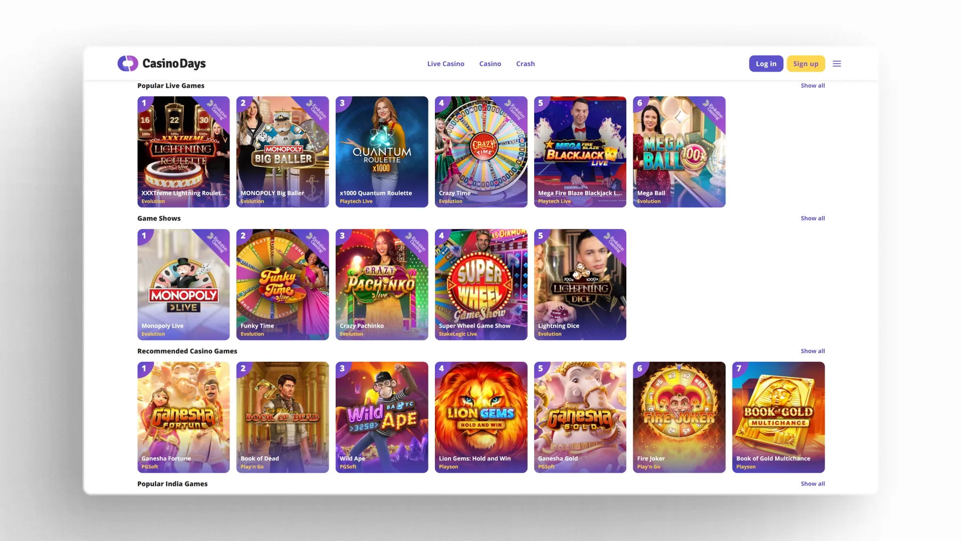image Standout Features Casino Days india