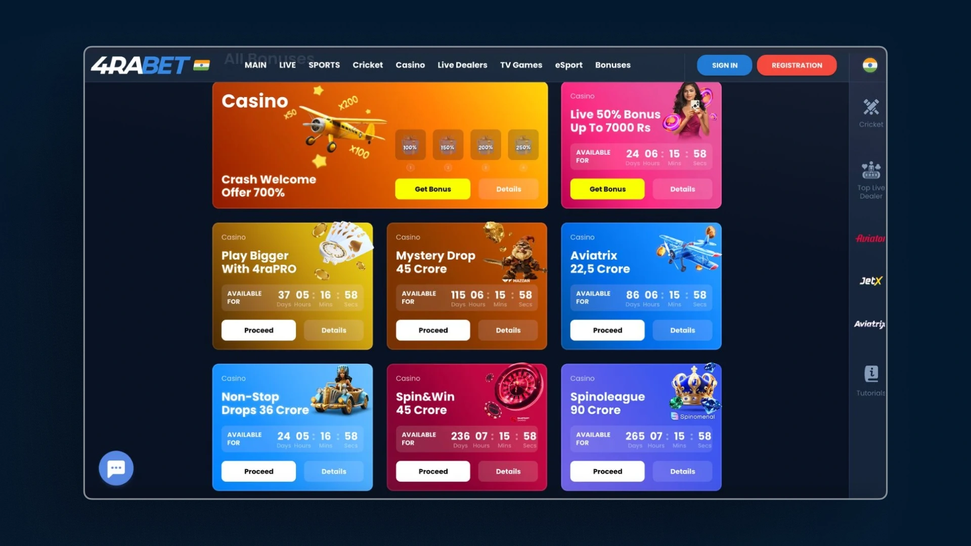image Top Casino Bonuses 4rabet india