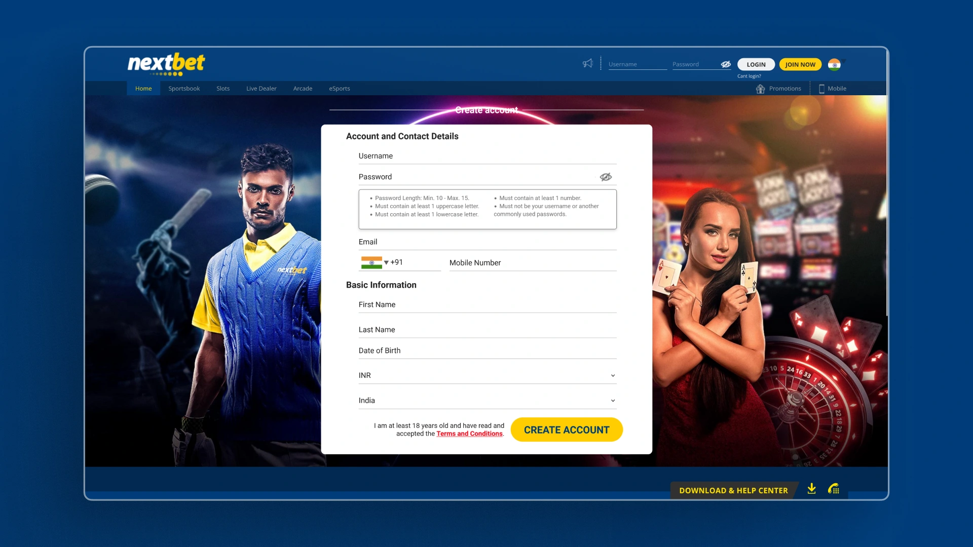image how to sign up Nextbet india