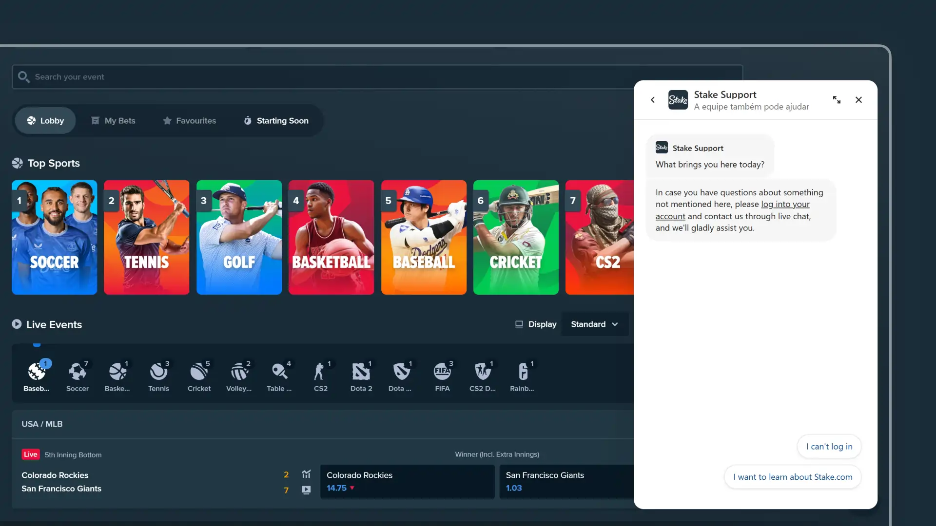 image live chat stake