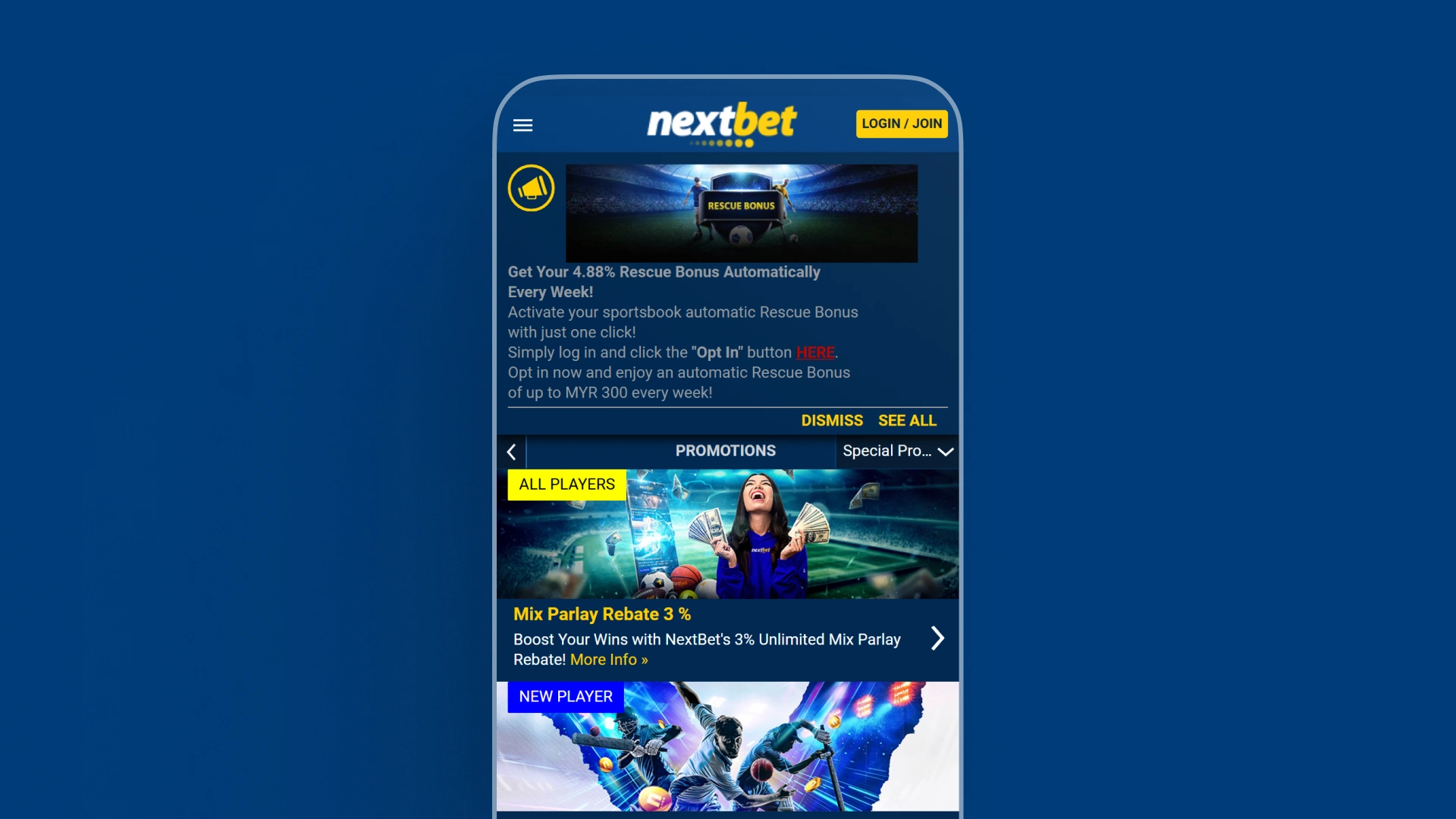 image mobile app Sports Betting Bonuses Nextbet india