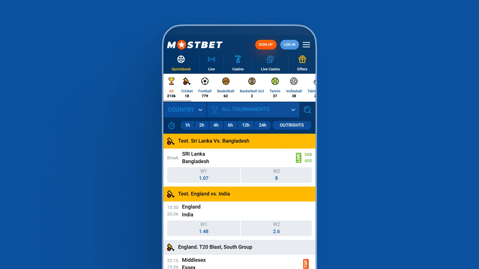 image mobile app Sports Betting Mostbet india