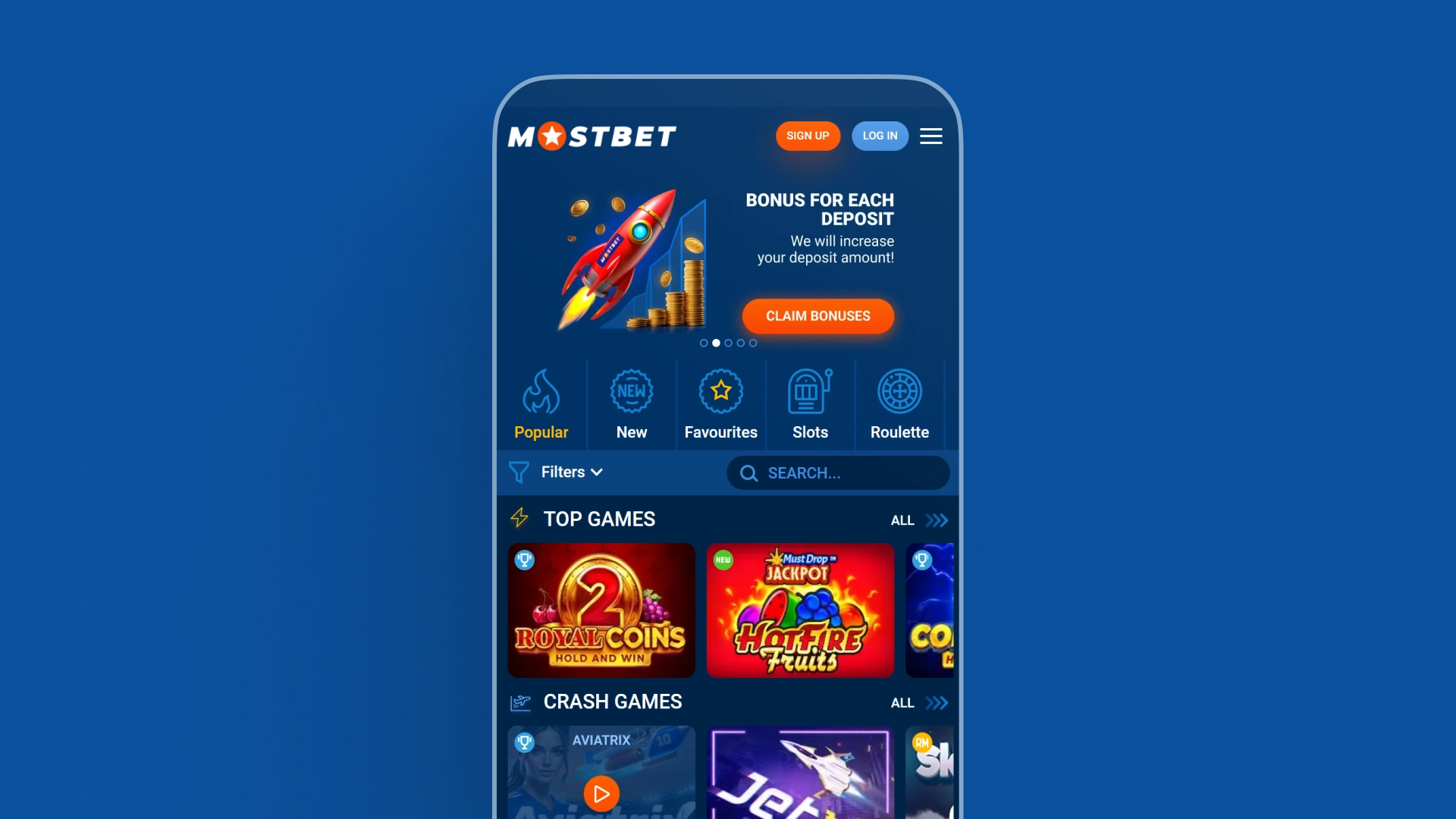image mobile app casino Mostbet india