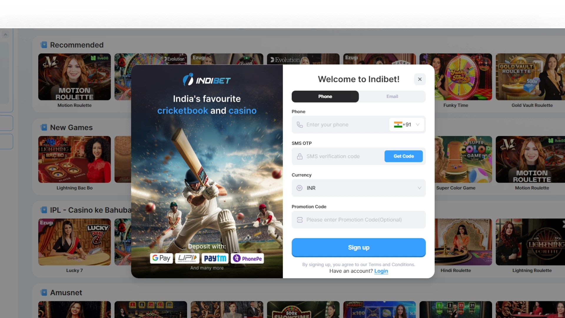 image register indibet