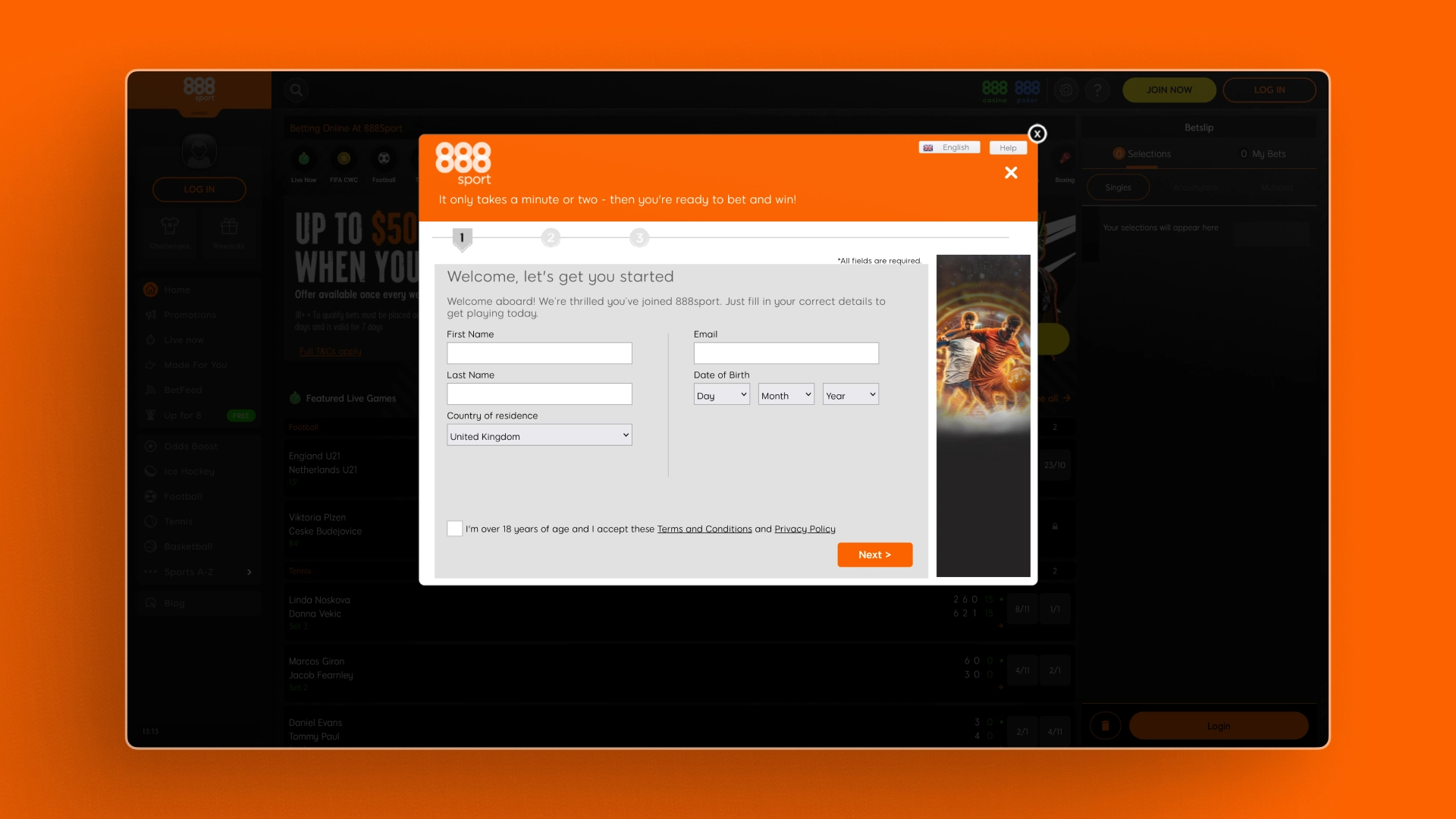 image how to sign up 888sports india