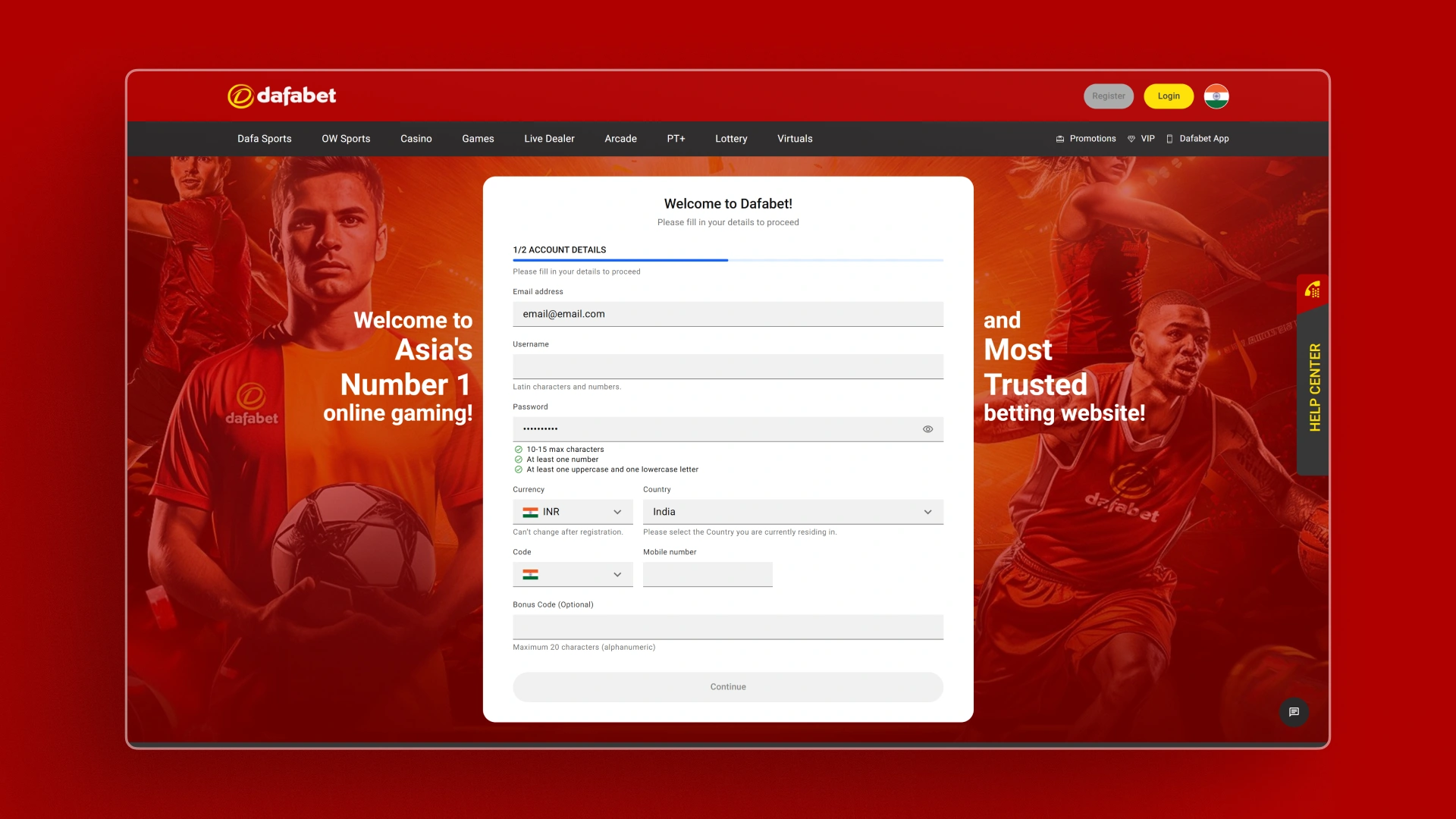 image how to sign up Dafabet india