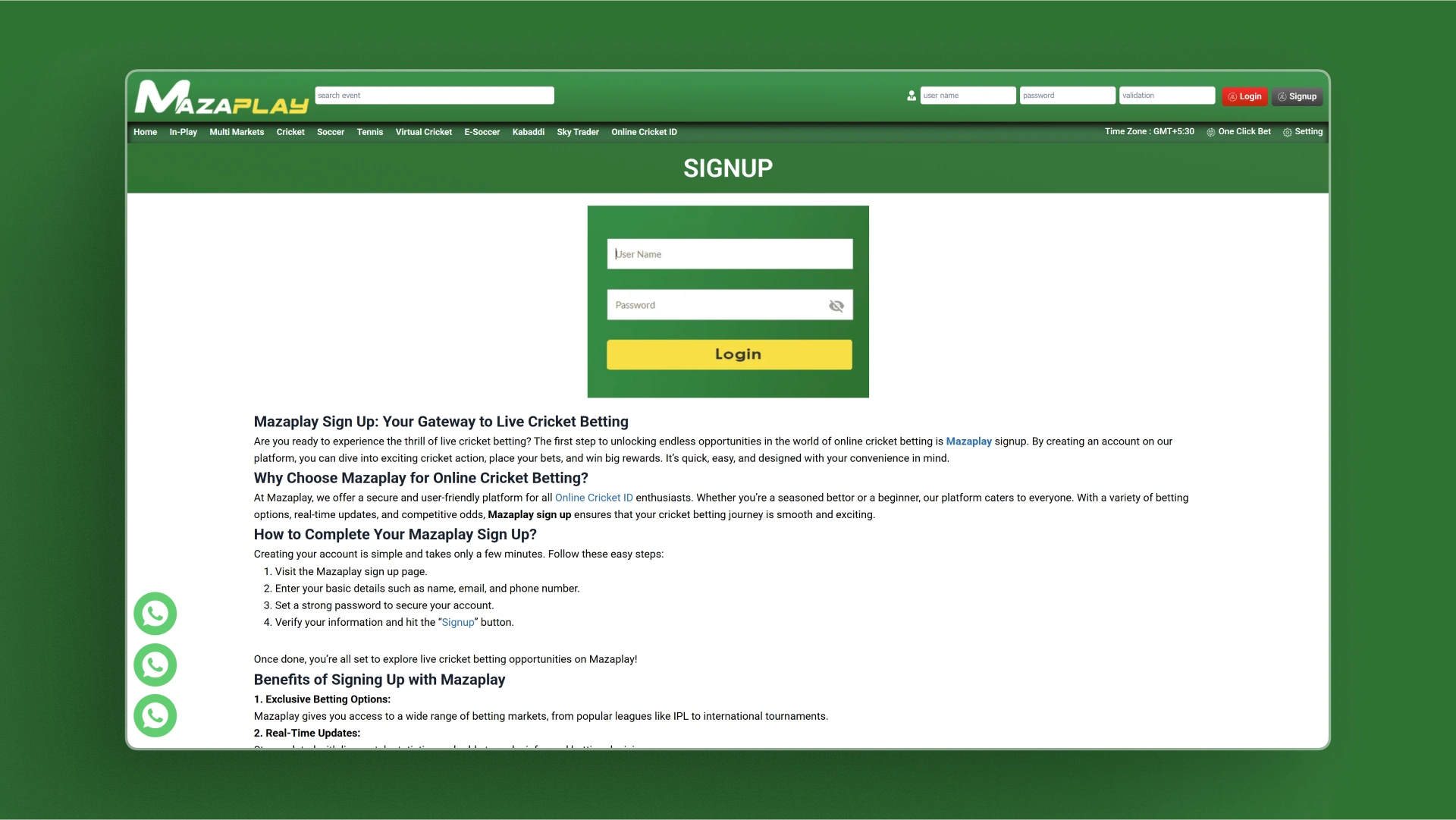 image how to sign up Mazaplay india