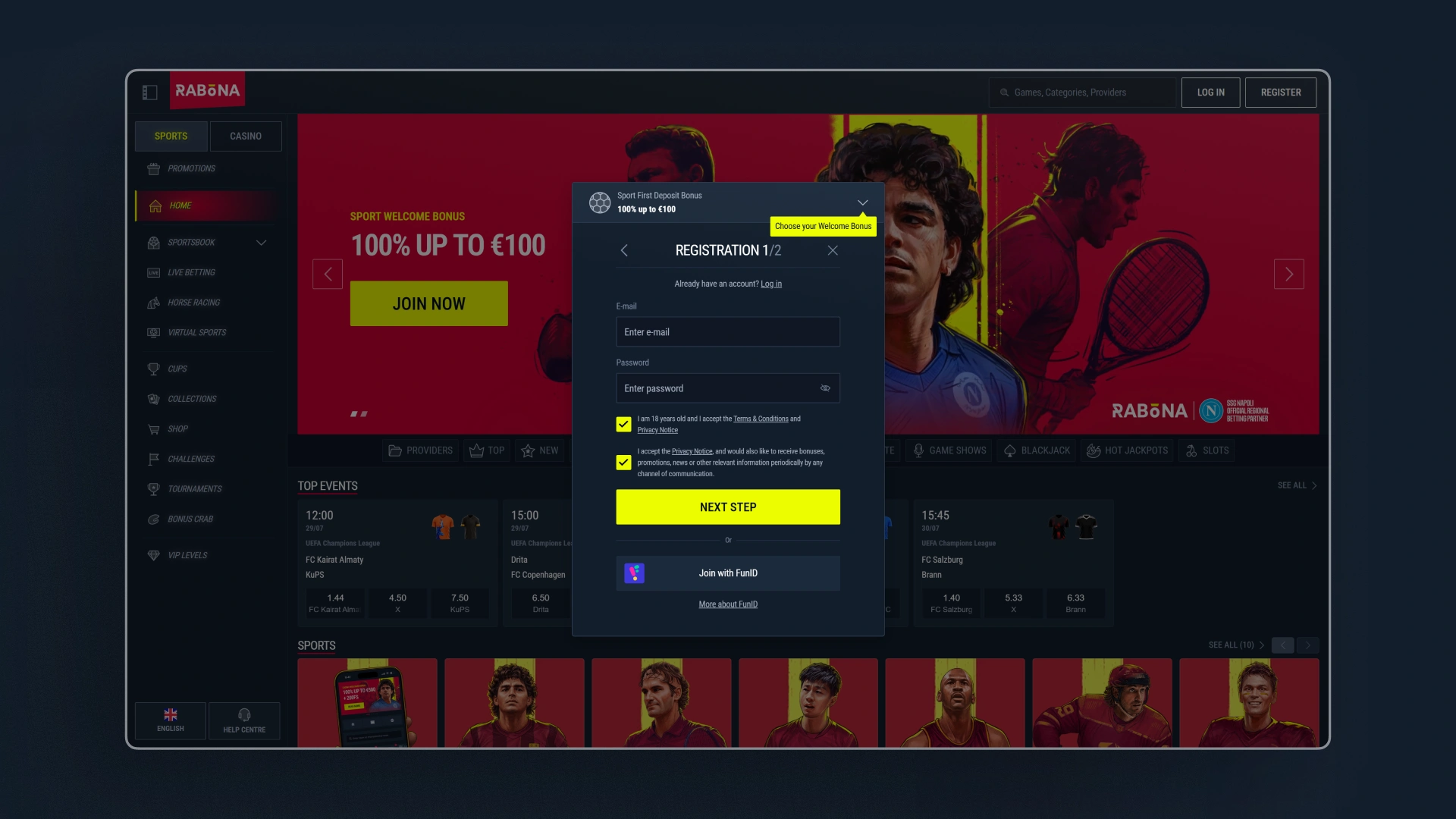 image how to sign up Rabona india