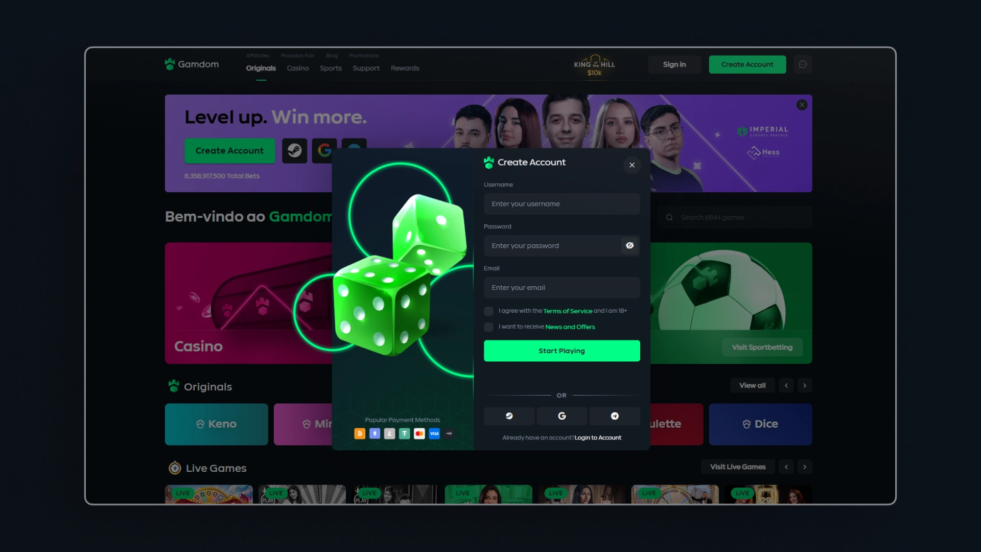 image how to sign up gamdom india