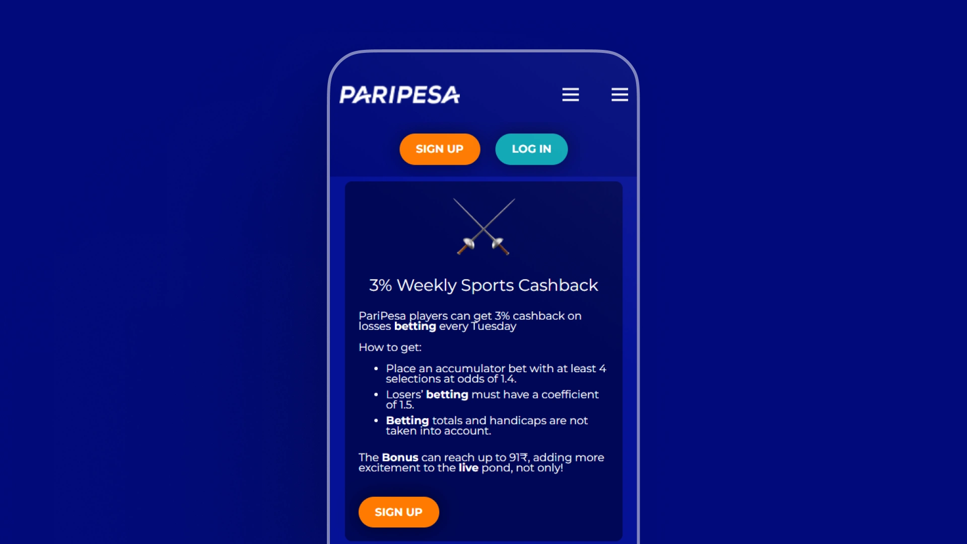 image mobile app sport bonuses paripesa india