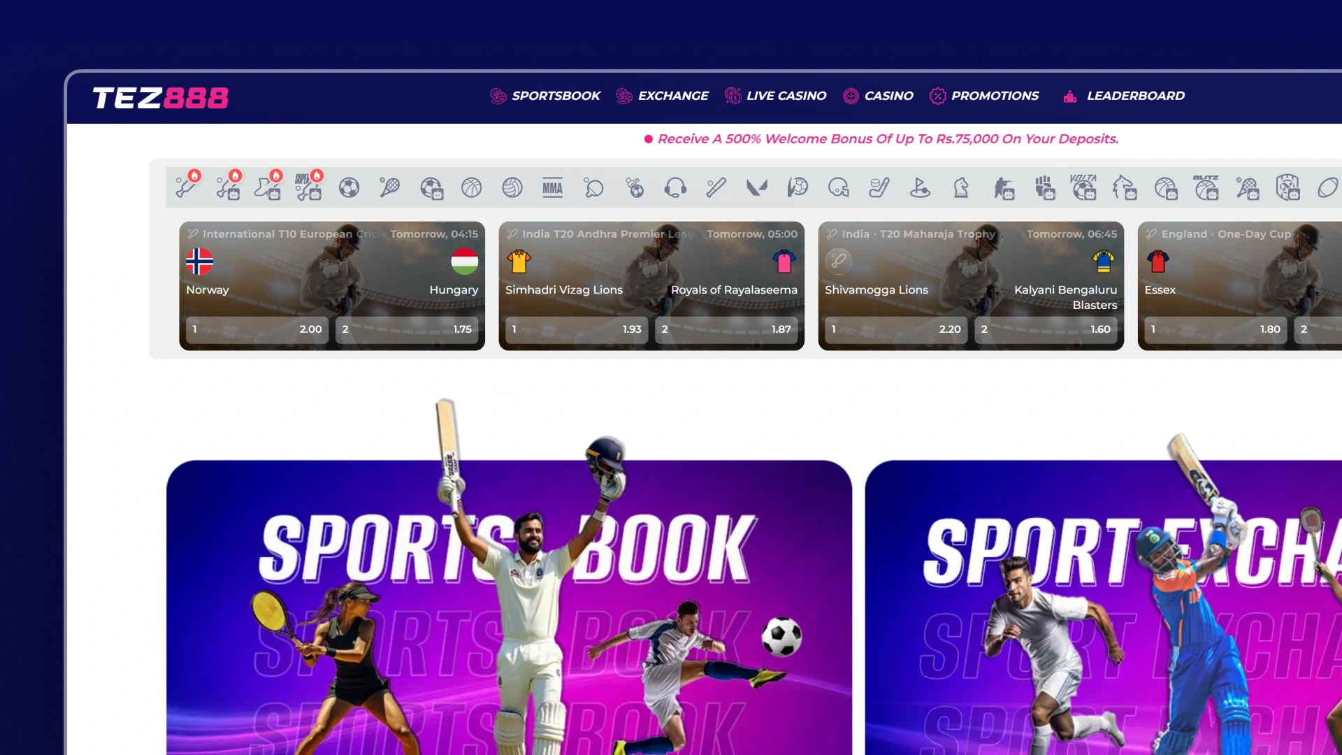 image Cricket tez888 india