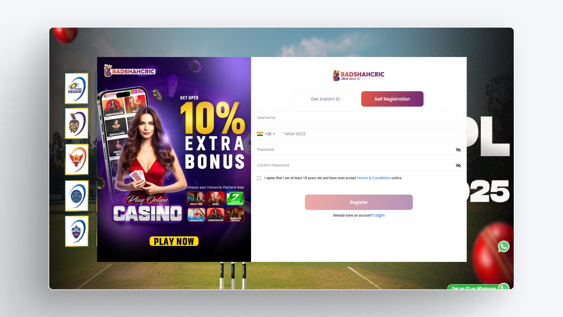 image how to sign up Badshahcric india