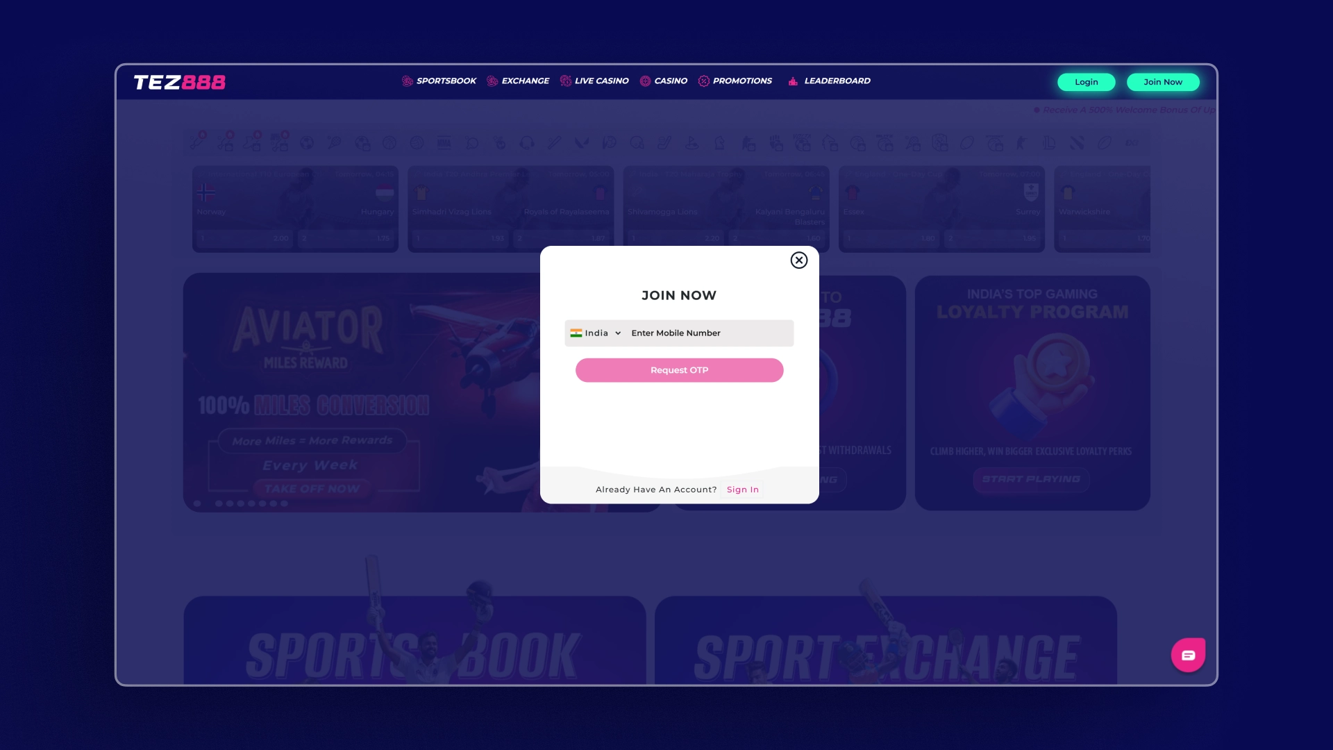 image how to sign up tez888 india
