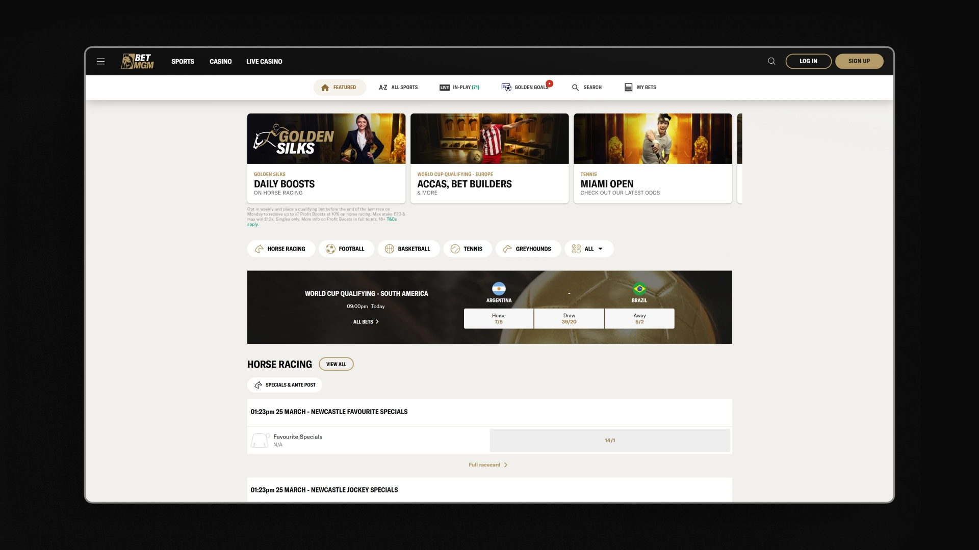 captura de pantalla sports betMGM