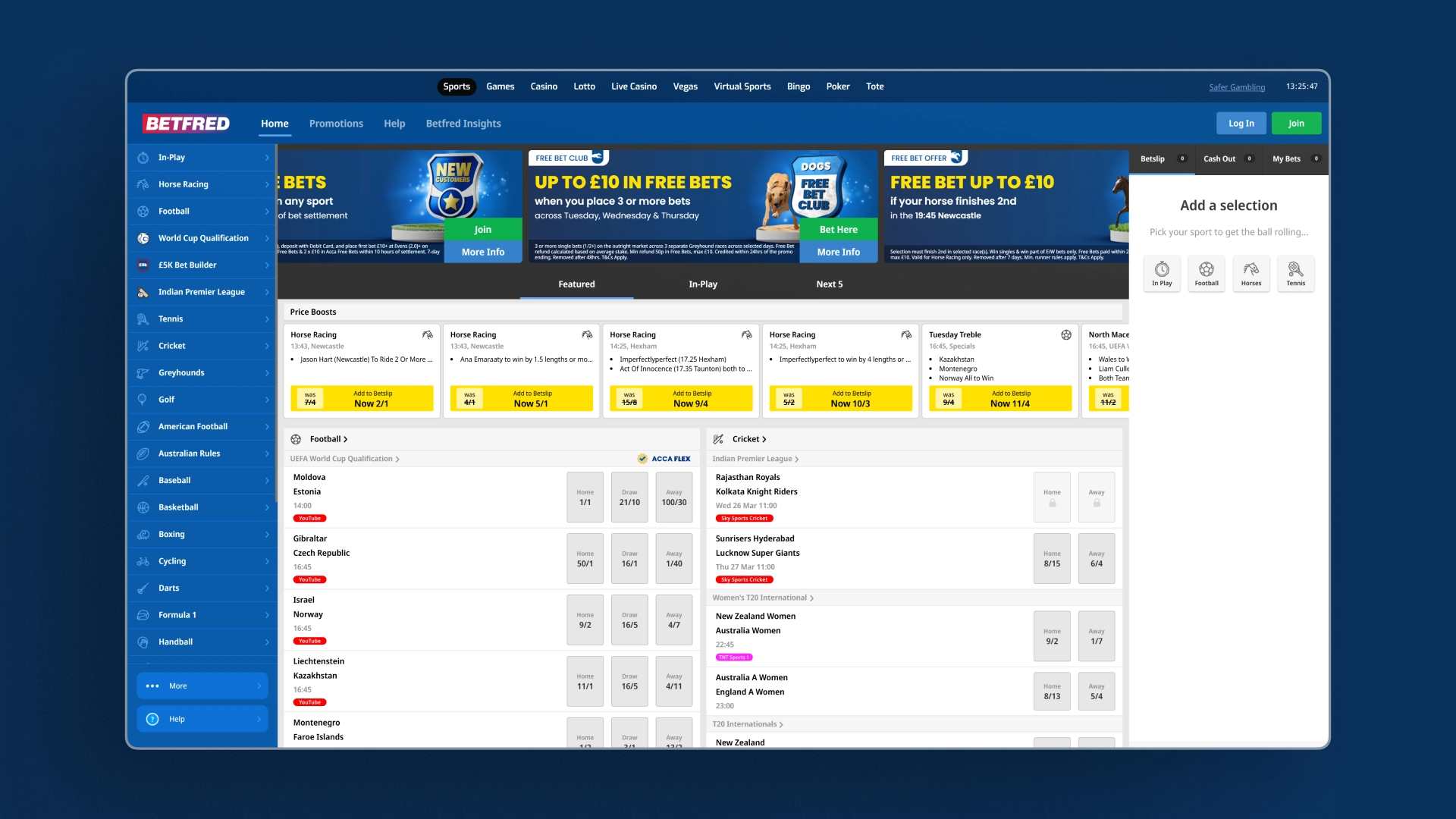 screenshot sports betfred
