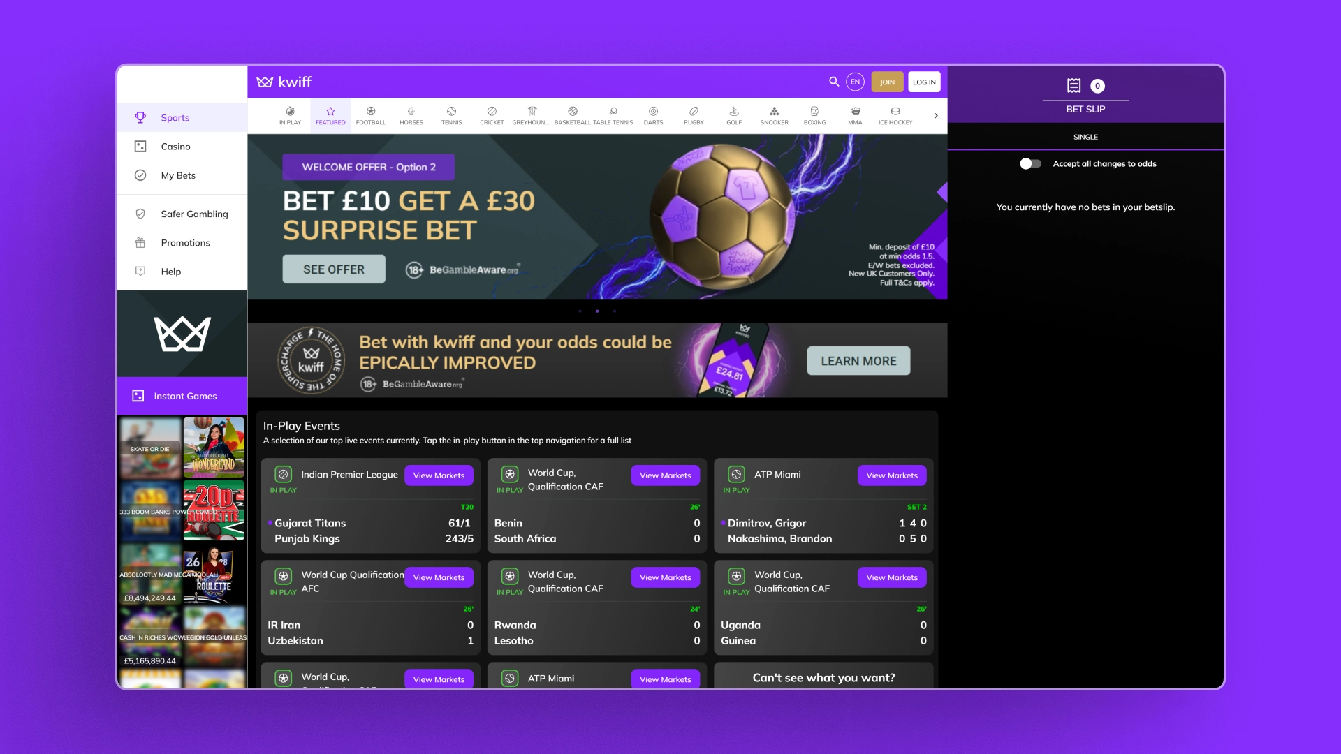screenshot sports kwiff