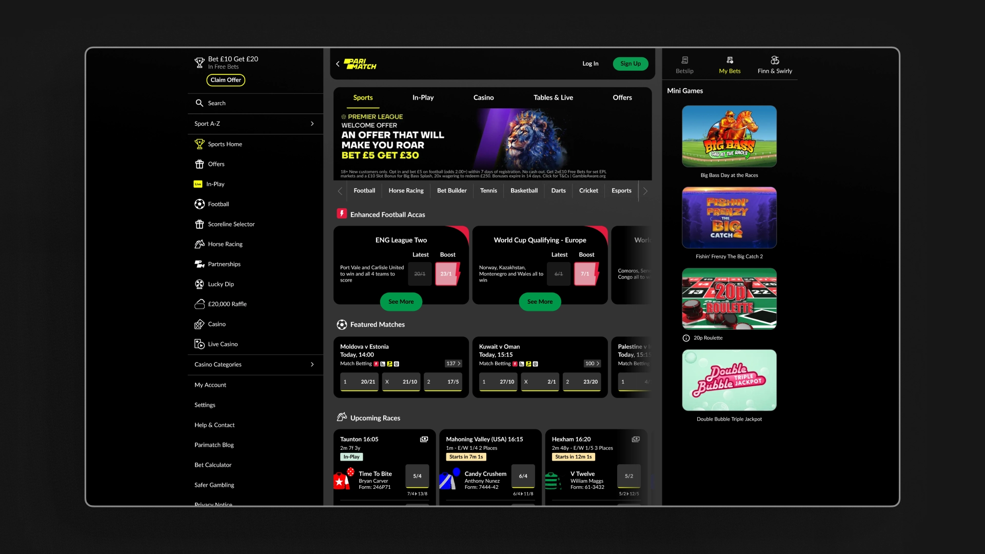 screenshot sports parimatch