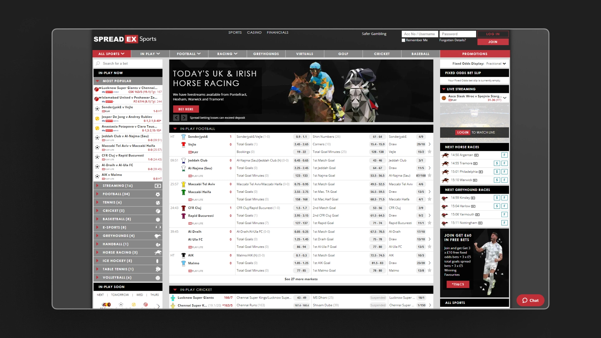 image homepage Spreadex Sports