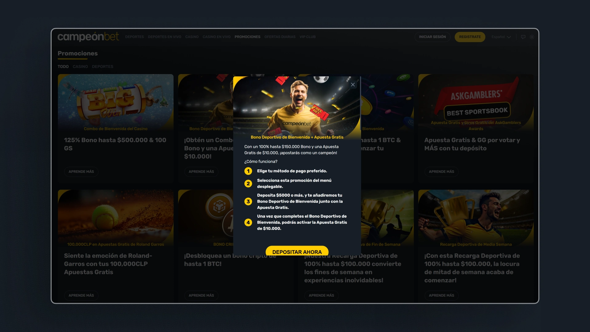 captura de pantalla Cómo activar el bono Campeonbet