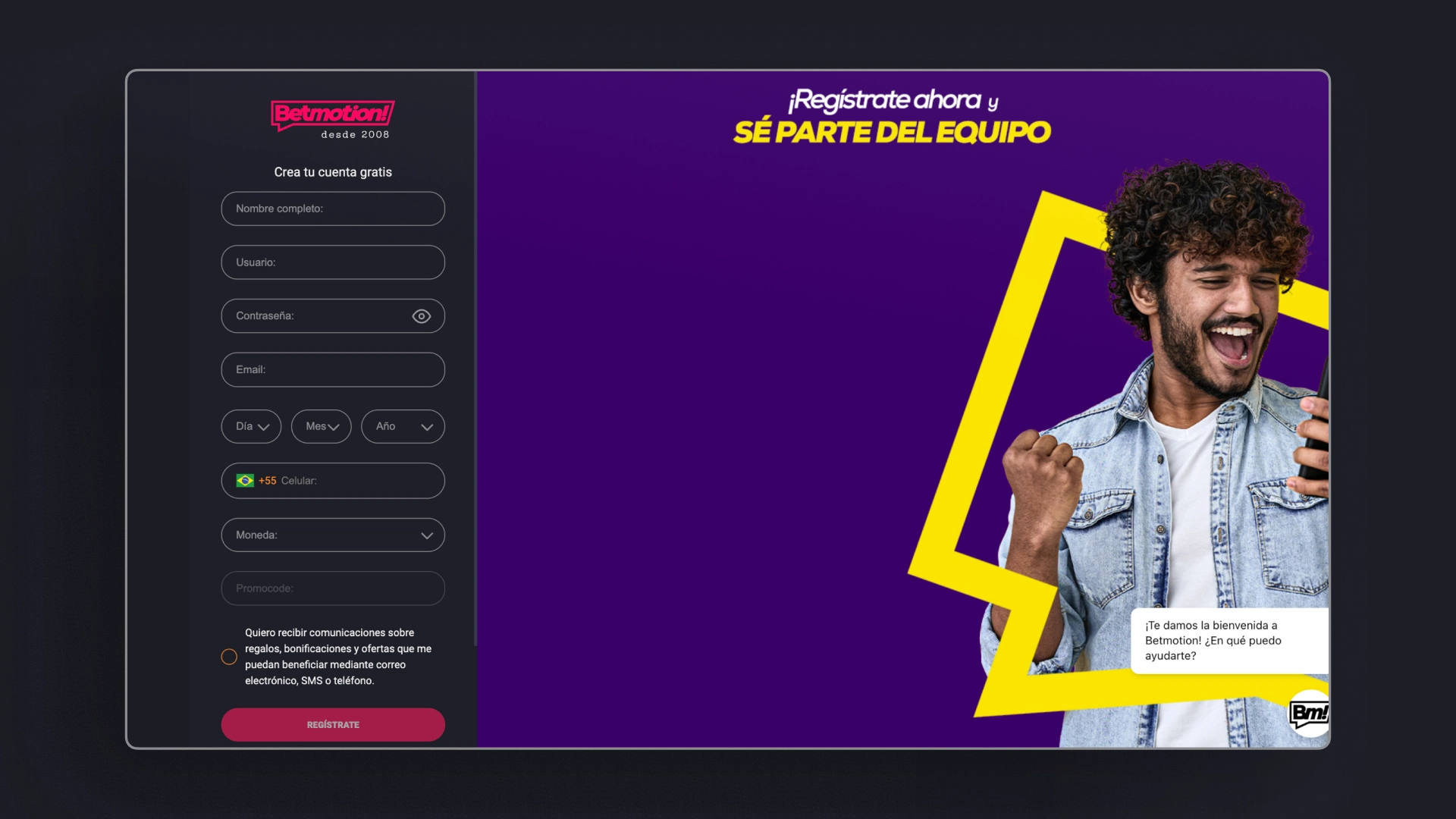 captura de pantalla Cómo registrarse Betmotion