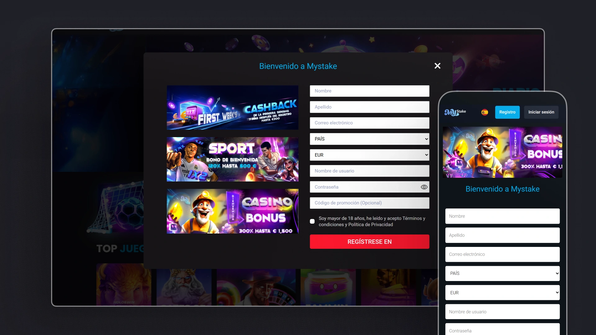 captura de pantalla Cómo registrarse MyStake