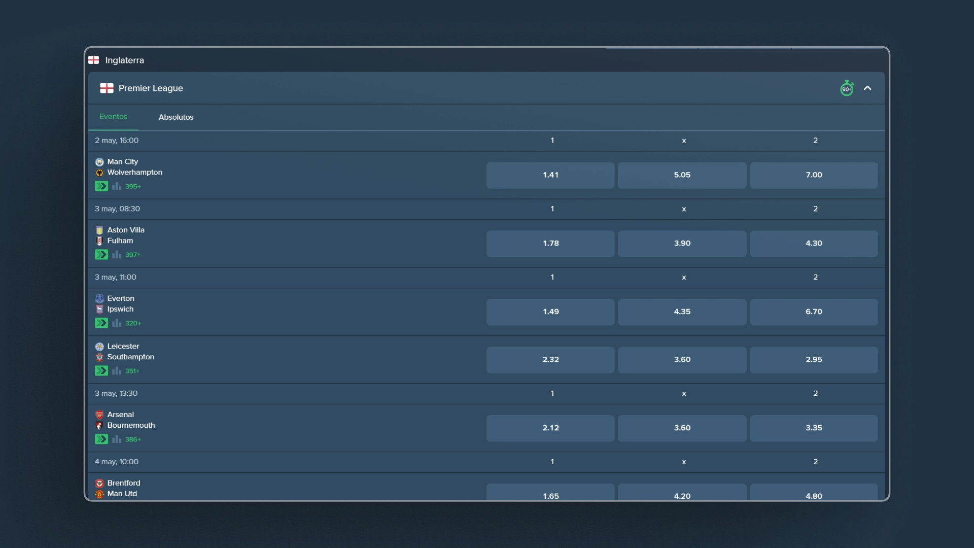 captura de pantalla Cuotas duelbits