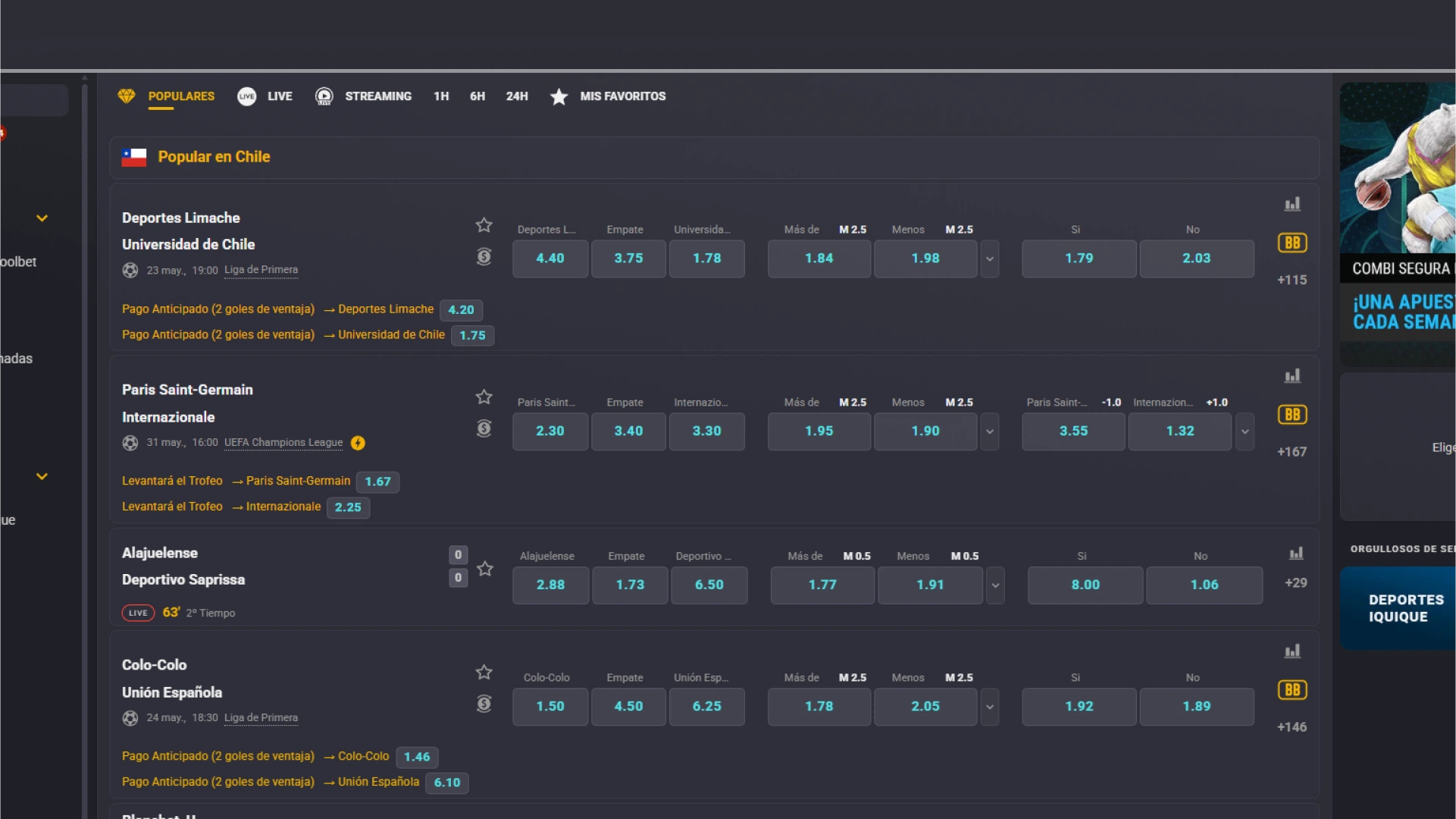 captura de pantalla Deportes Coolbet