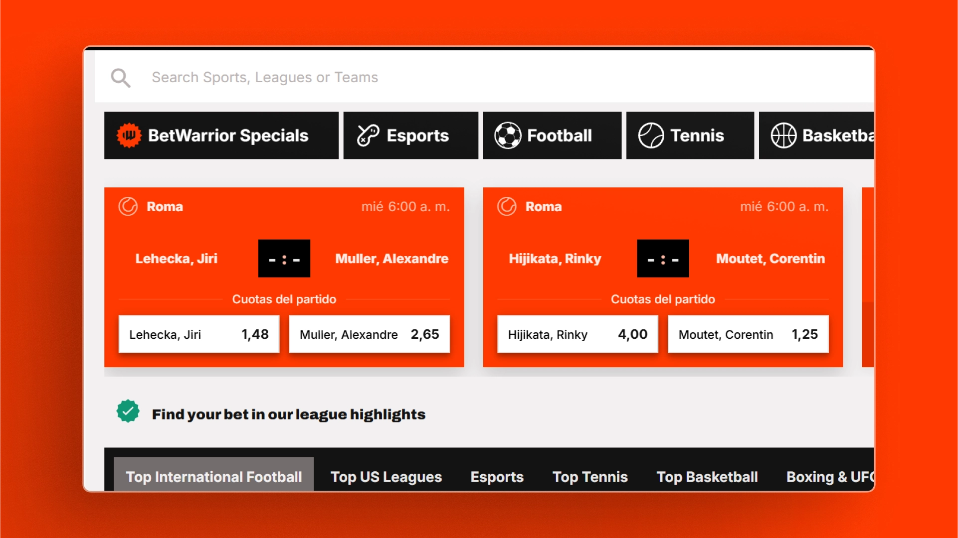 captura de pantalla Deportes MegaWin