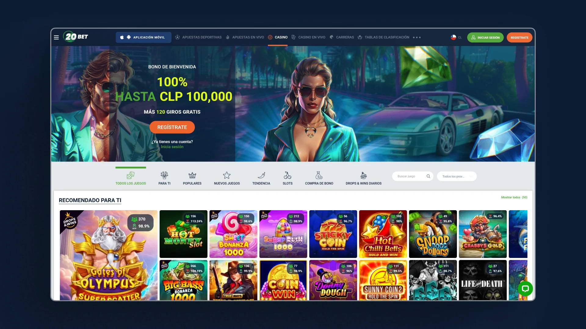 captura de pantalla casino 20Bet