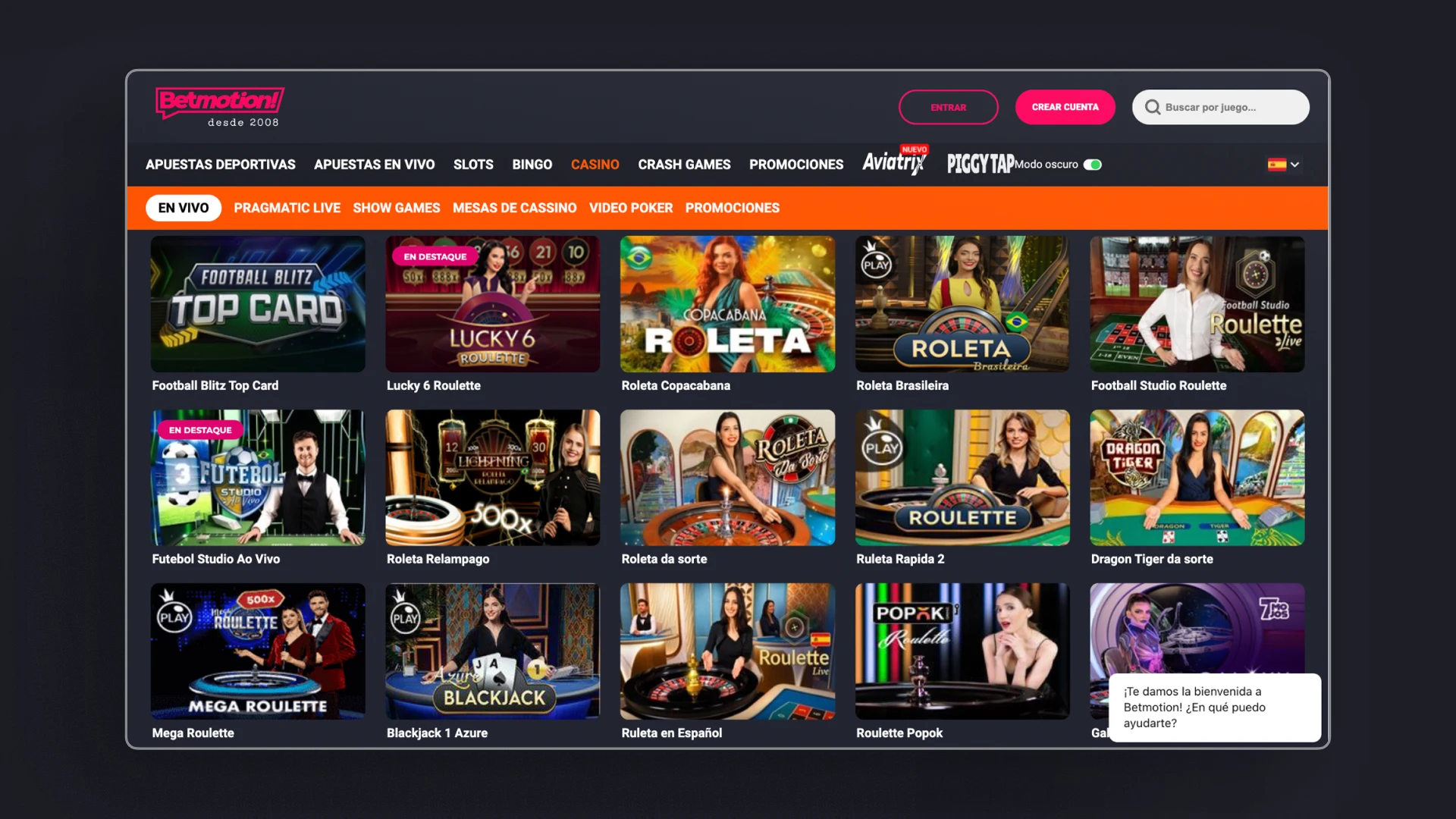 captura de pantalla casino Betmotion