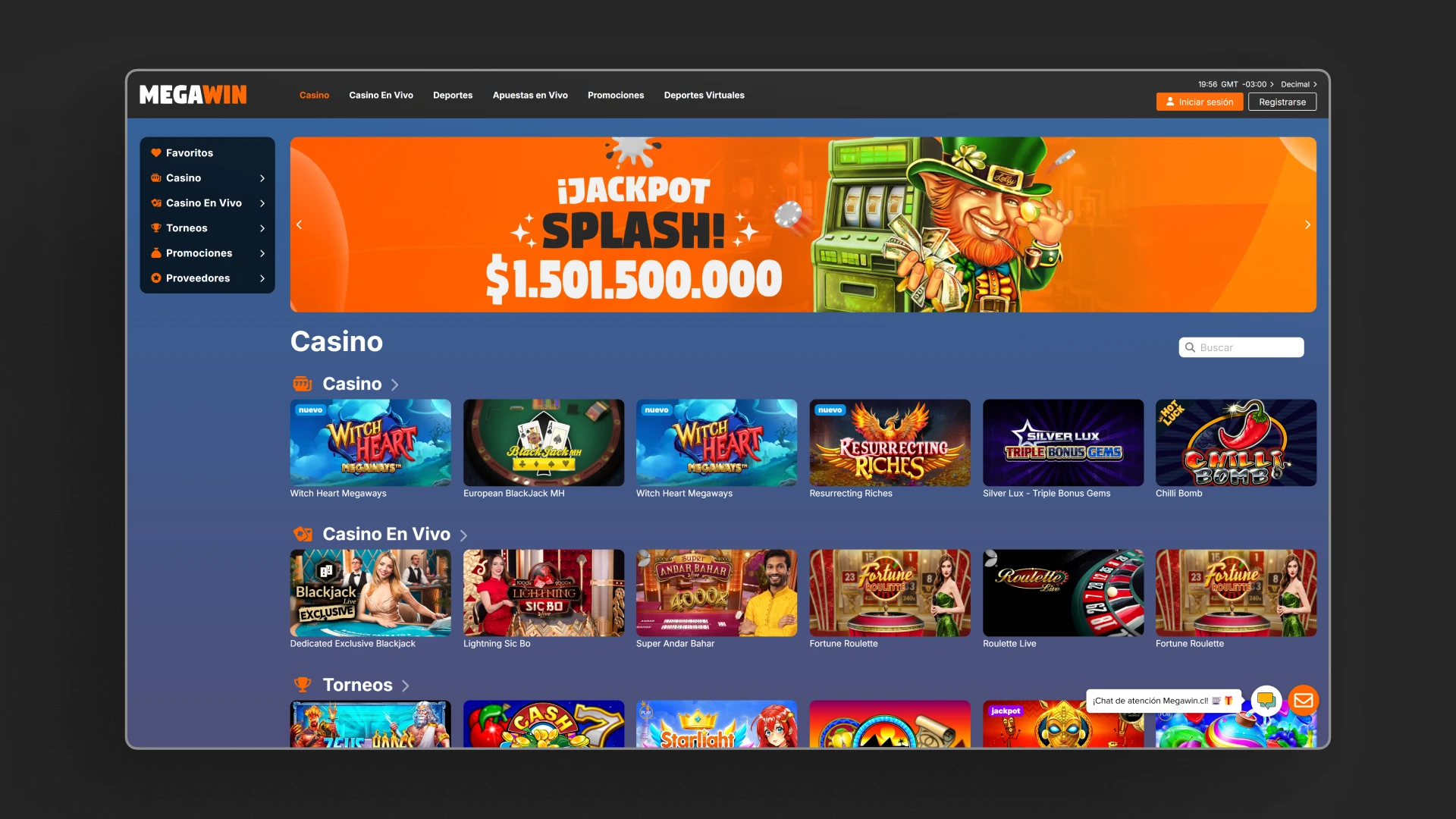 captura de pantalla casino MegaWin