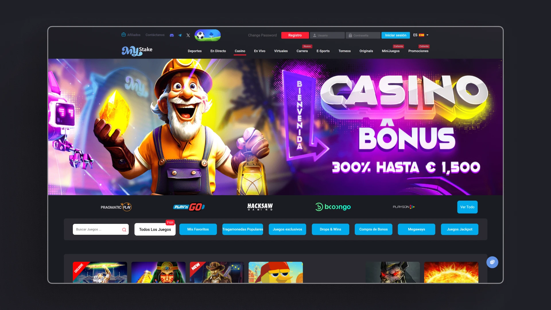captura de pantalla casino MyStake