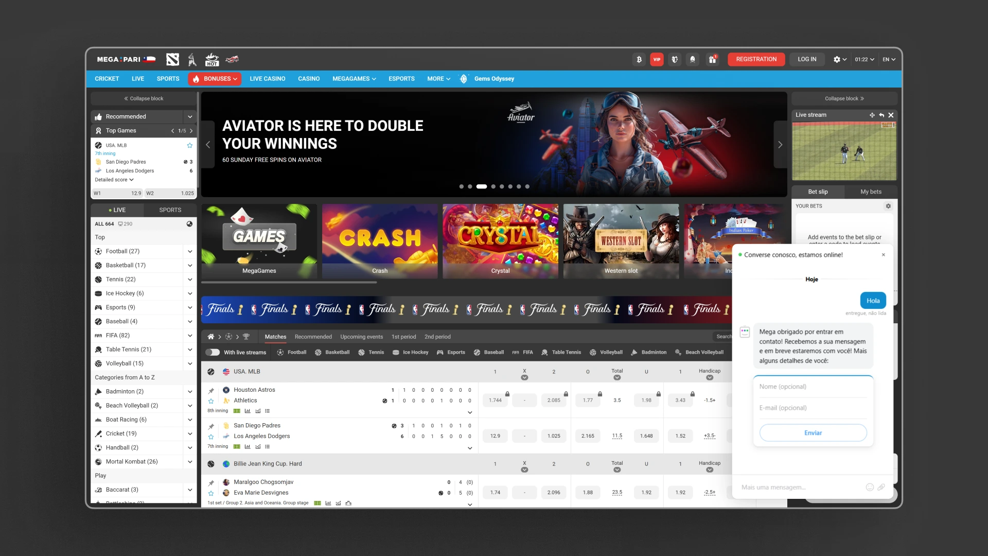 captura de pantalla Atención al cliente Megapari