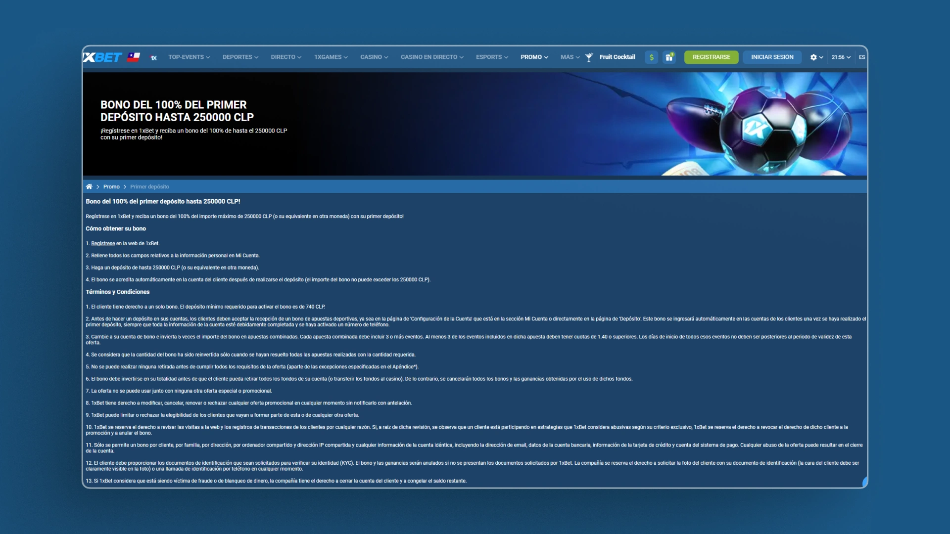 captura de pantalla Cómo activar el bono 1xBet