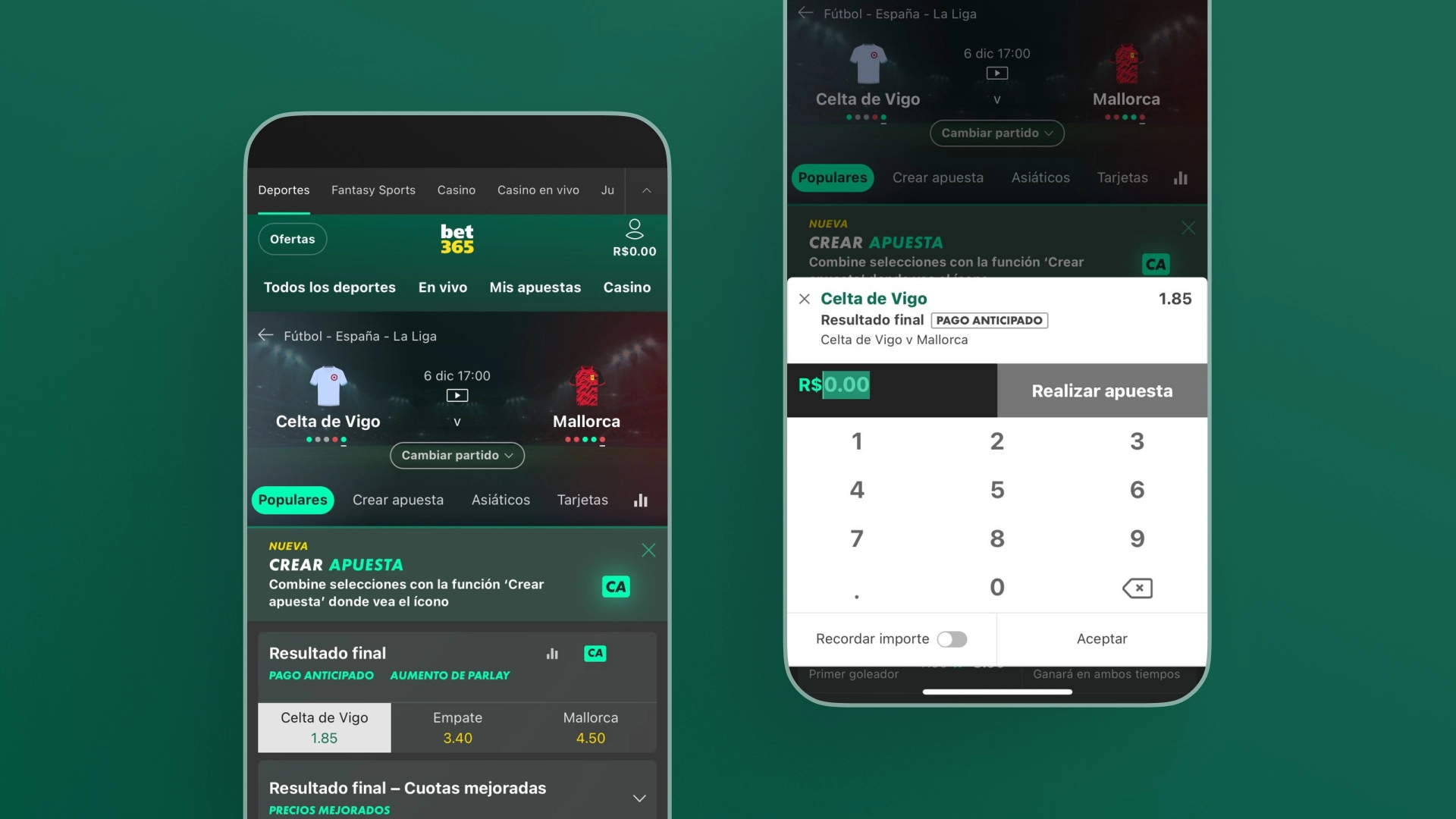 captura de pantalla Cómo apostar usando la app Bet365