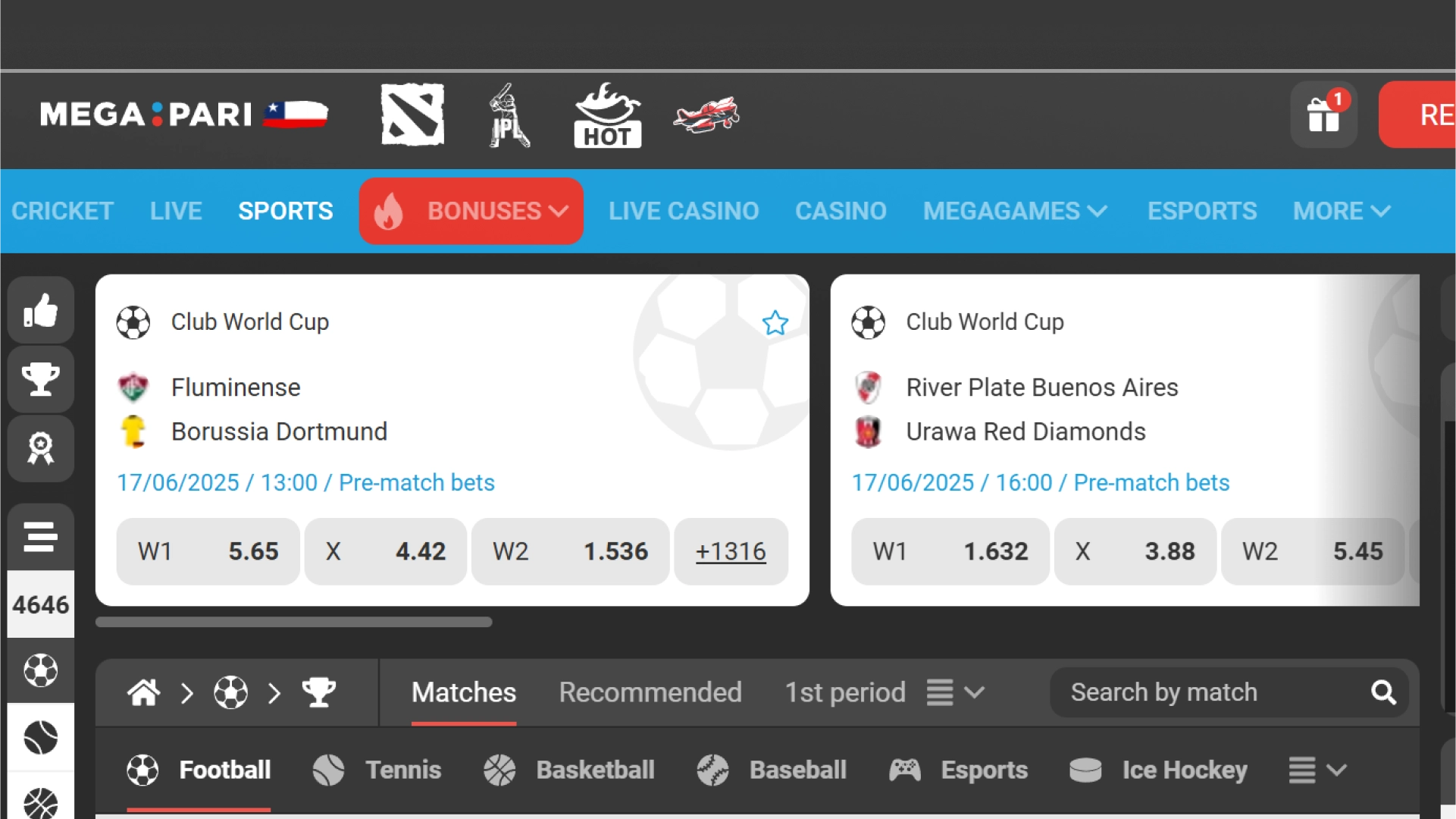 captura de pantalla Deportes Megapari