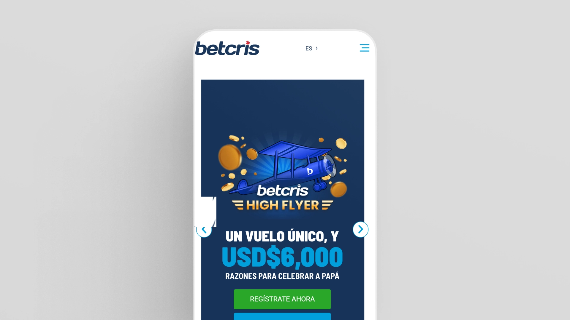 captura de pantalla app home Betcris
