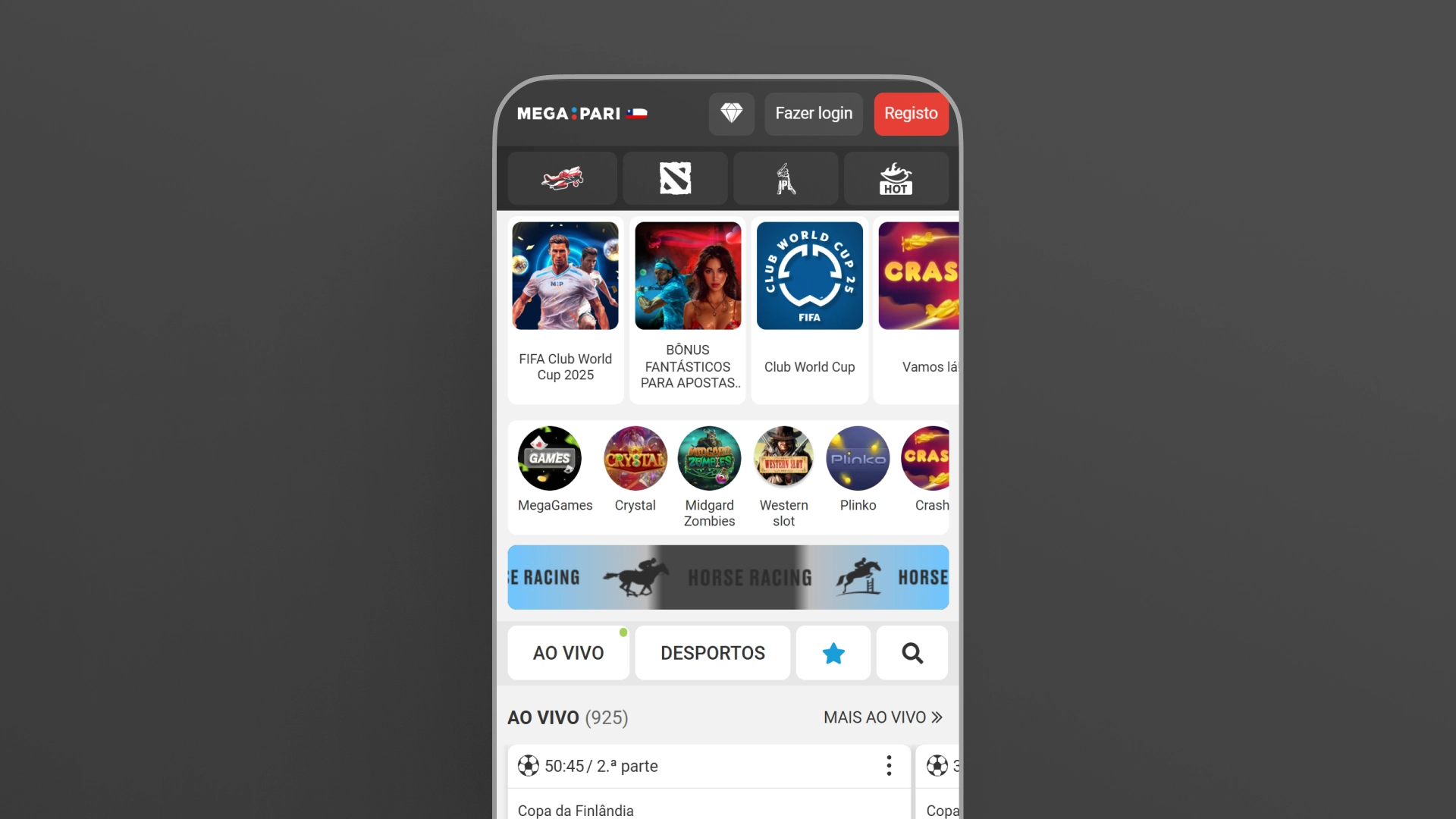 captura de pantalla app home Megapari