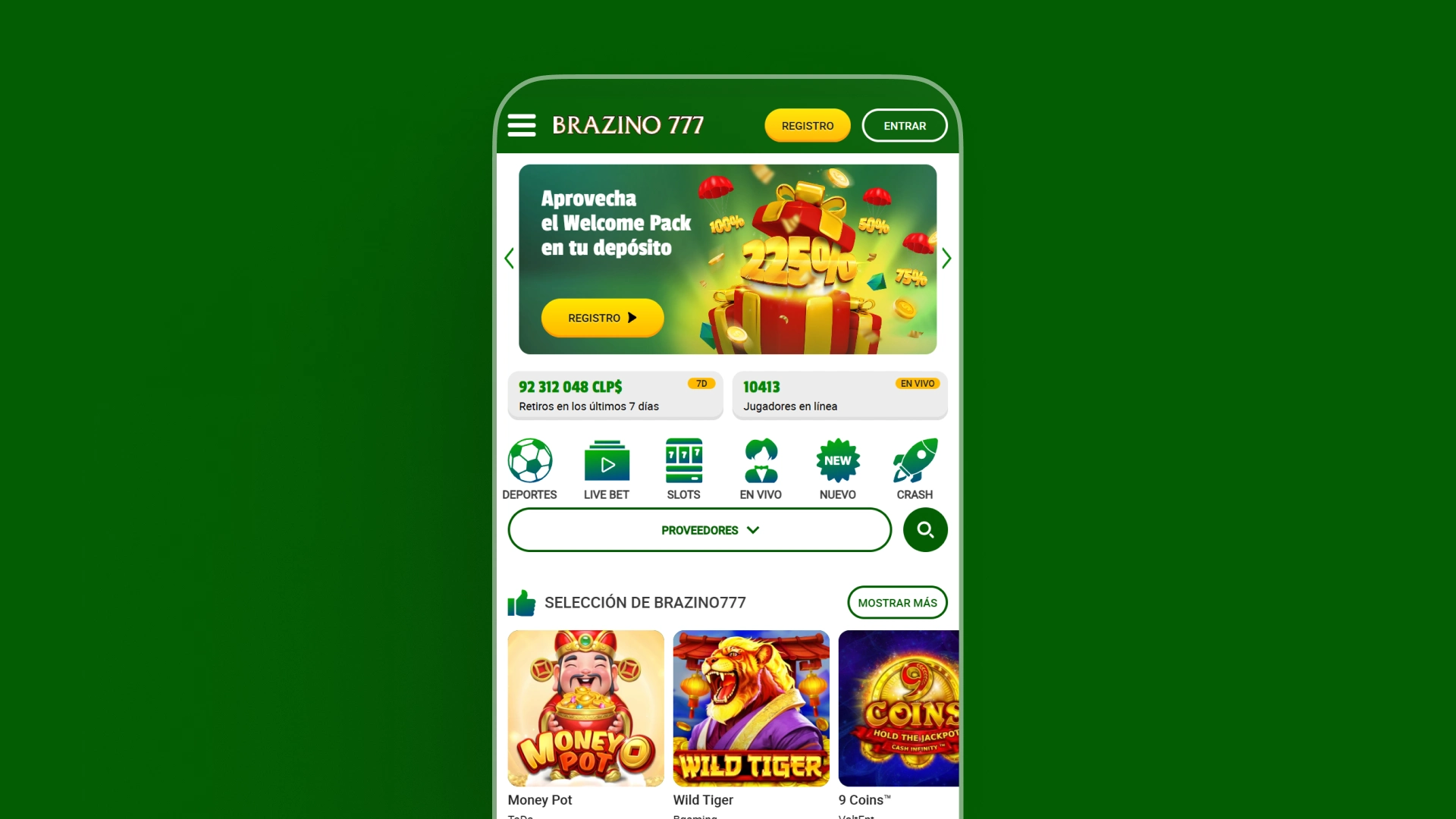 captura de pantalla app home brazino777